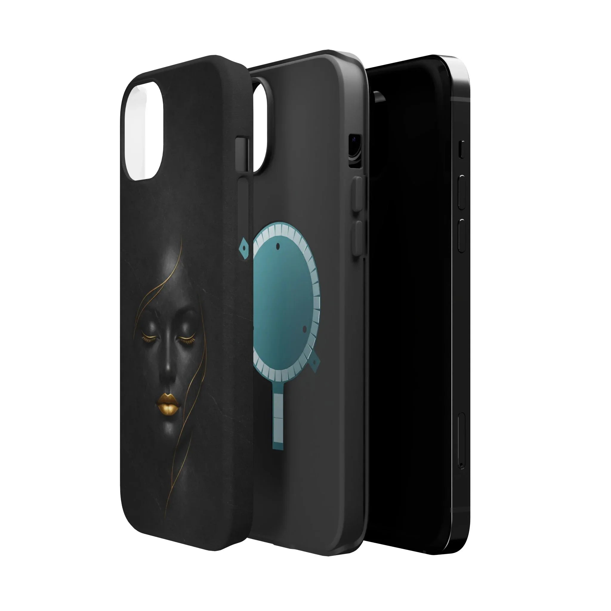 Black Gold Face Phone Case for iPhone 13-17 - KARARMDESIGN