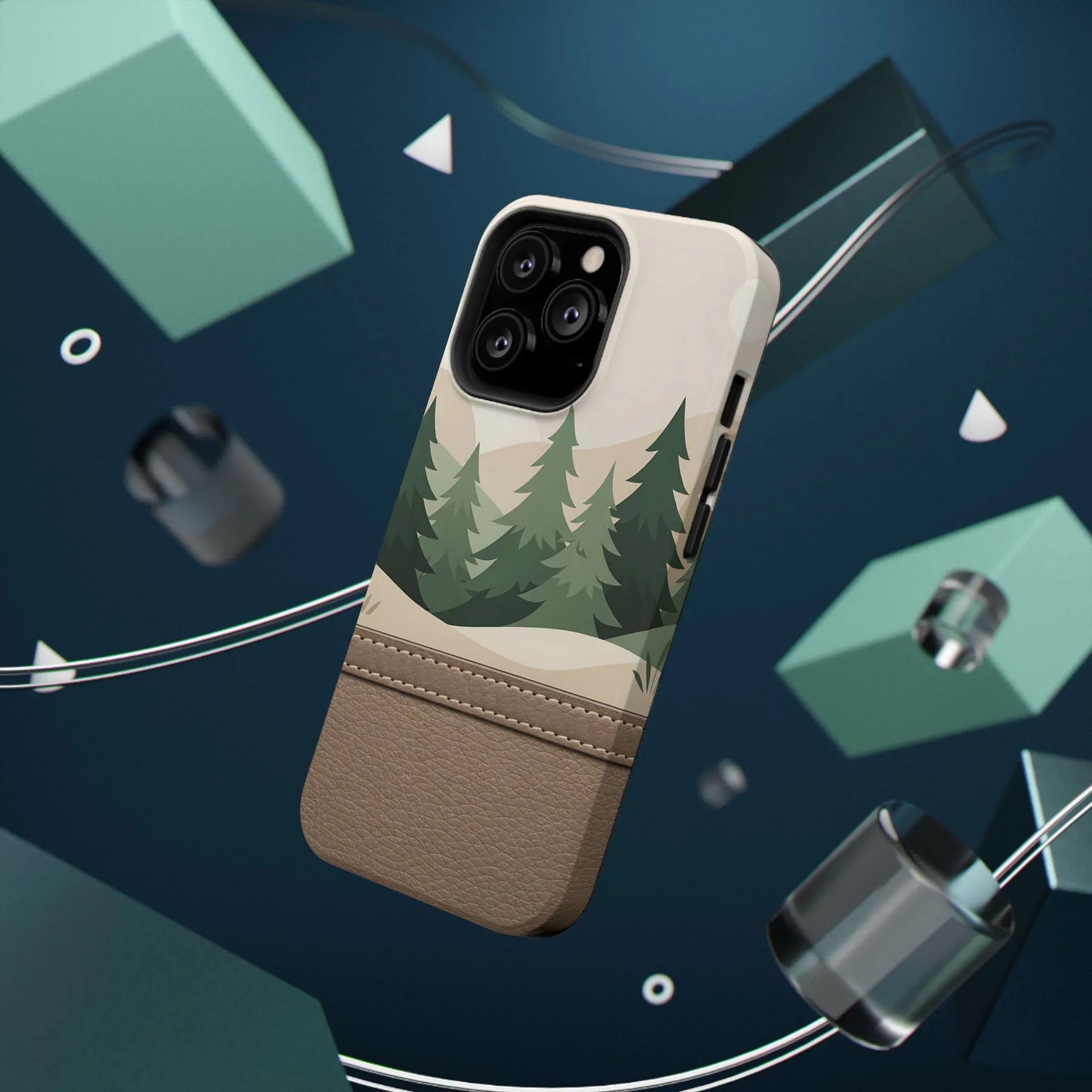 Forest Leather Phone Case for iPhone 11-17 and Galaxy S21-S25 - KARARMDESIGN