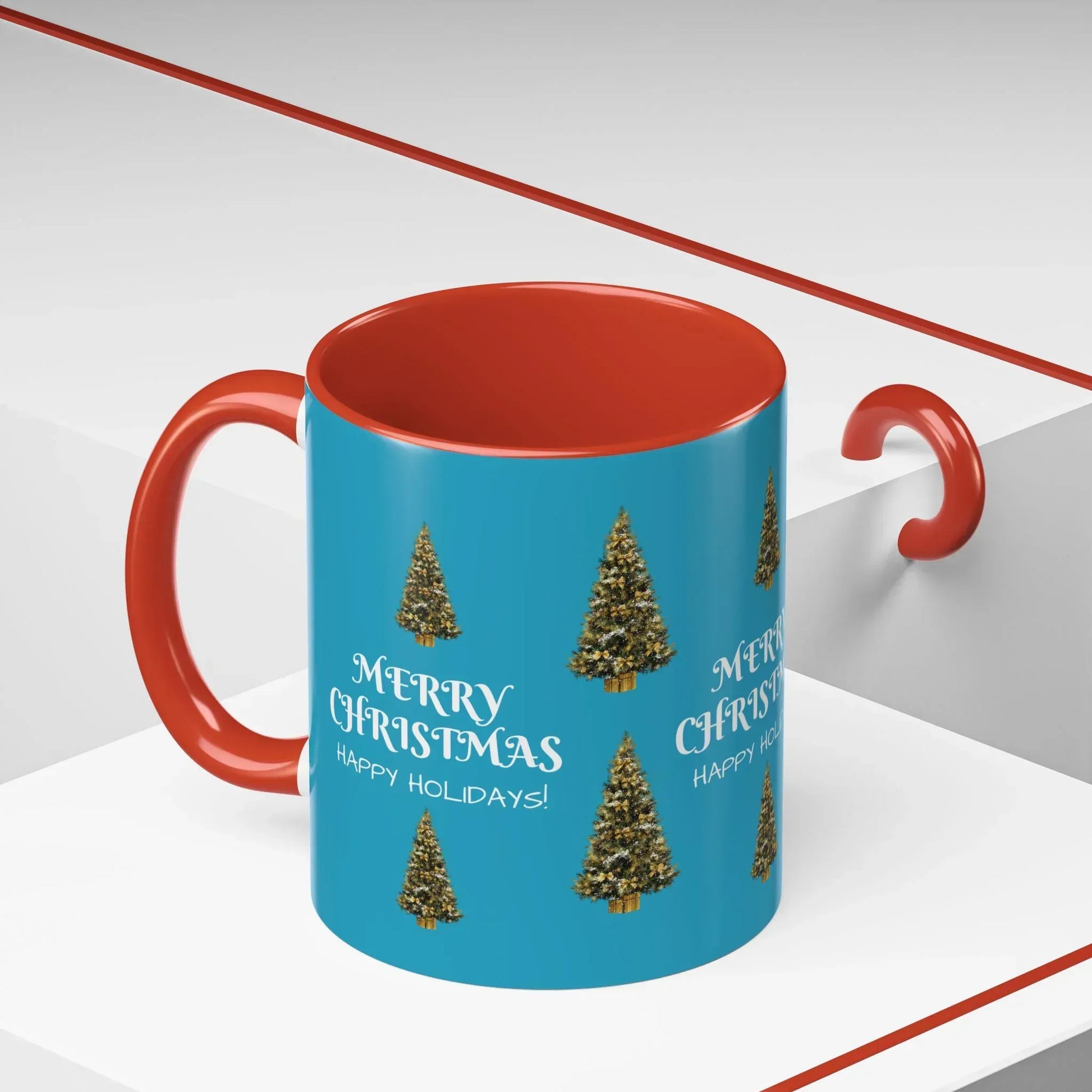 Merry Christmas and Happy Holidays Mug - Accent Coffee Mug (11, 15oz) - KARARMDESIGN