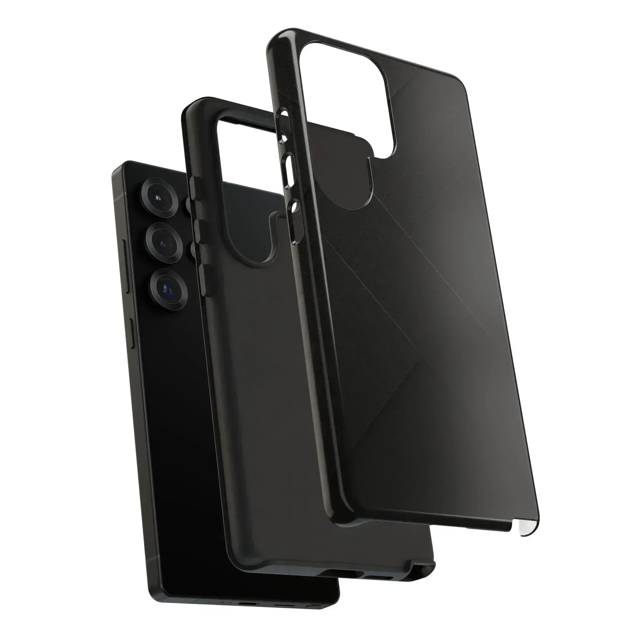 Matte Black Diagonal Line Phone Case for iPhone 8-16 and Galaxy S10-S25 - KARARMDESIGN