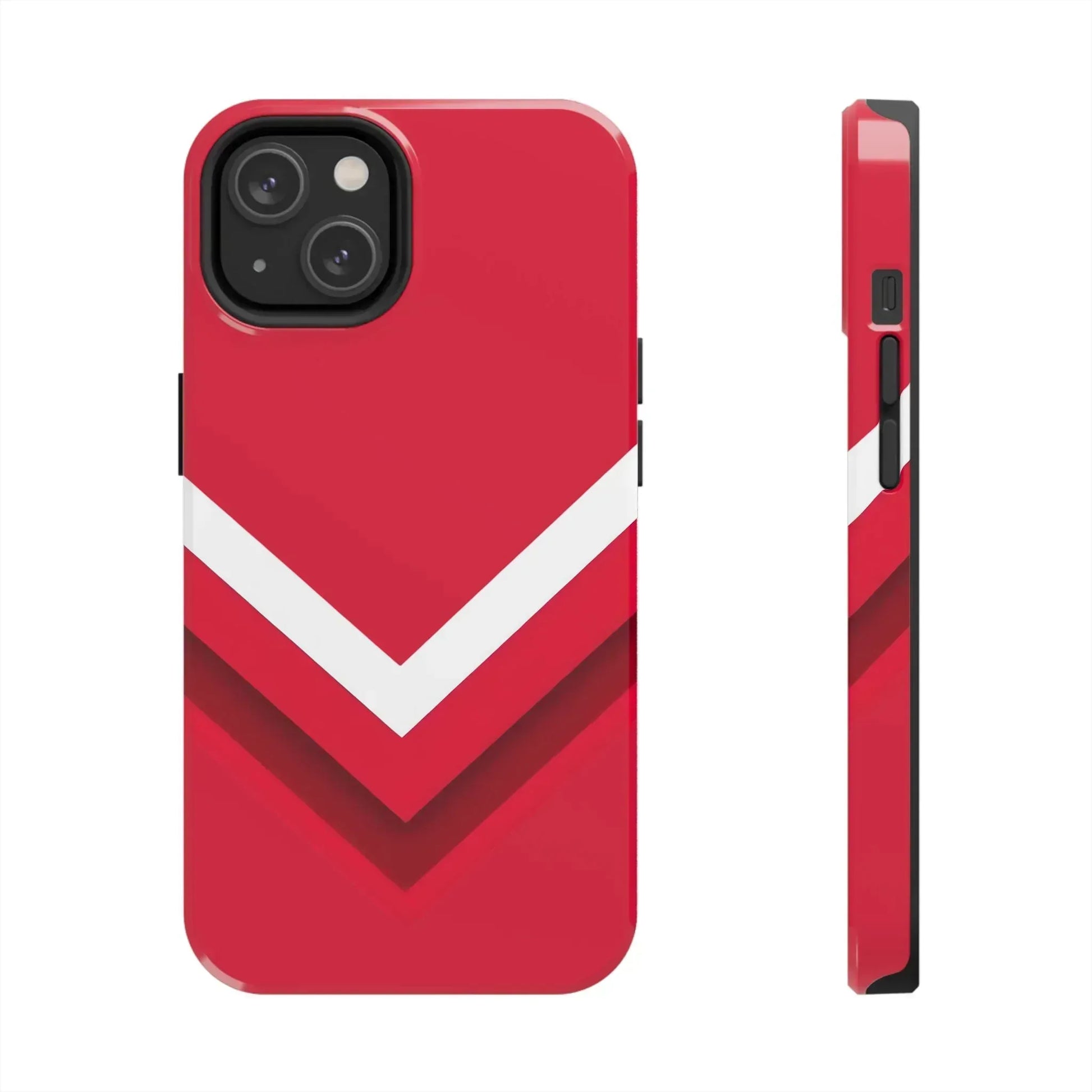 Red Chevron Armor Phone Case for iPhone 11–16 & Galaxy S21–S24 - KARARMDESIGN