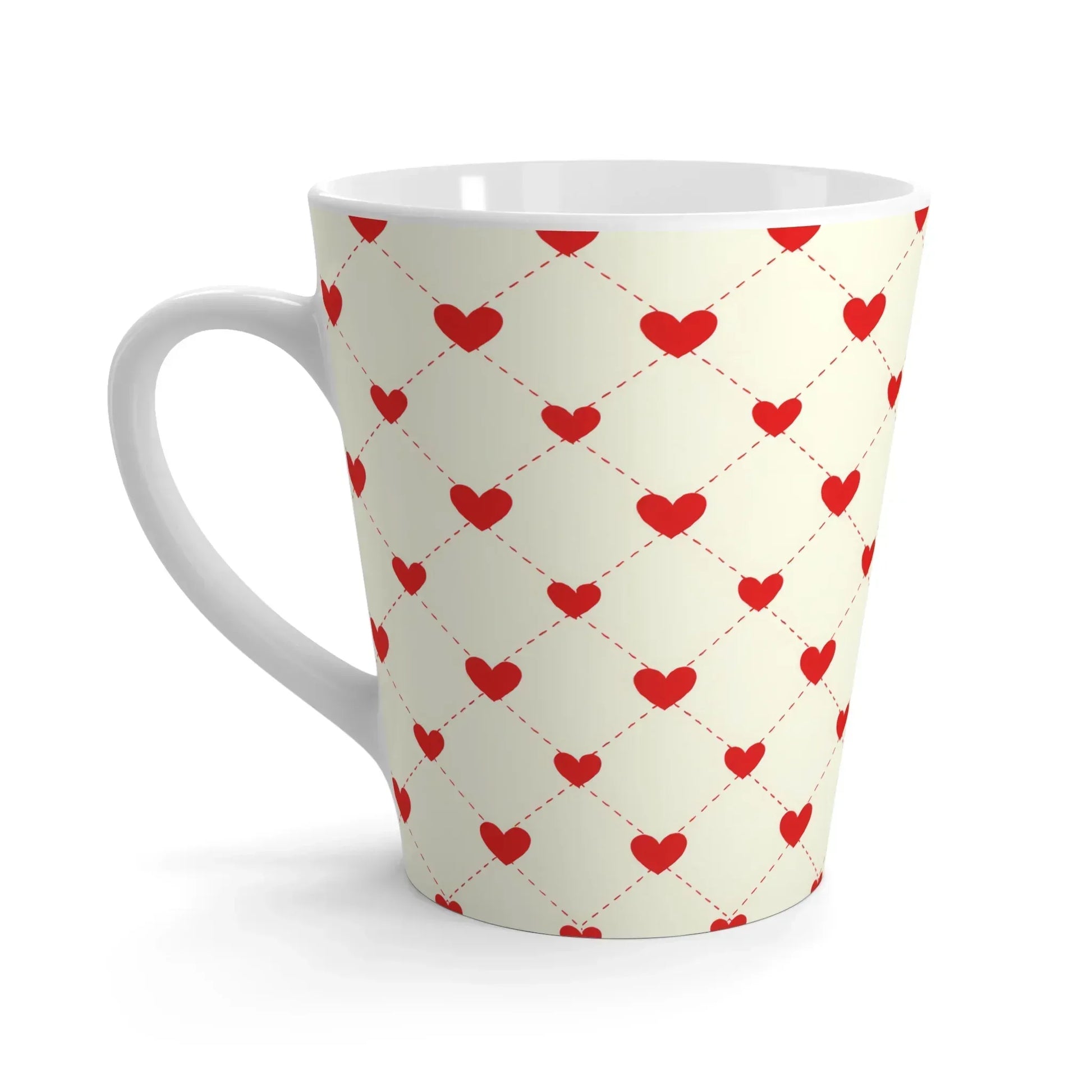 Red Heart Grid Latte Mug (12oz) - KARARMDESIGN