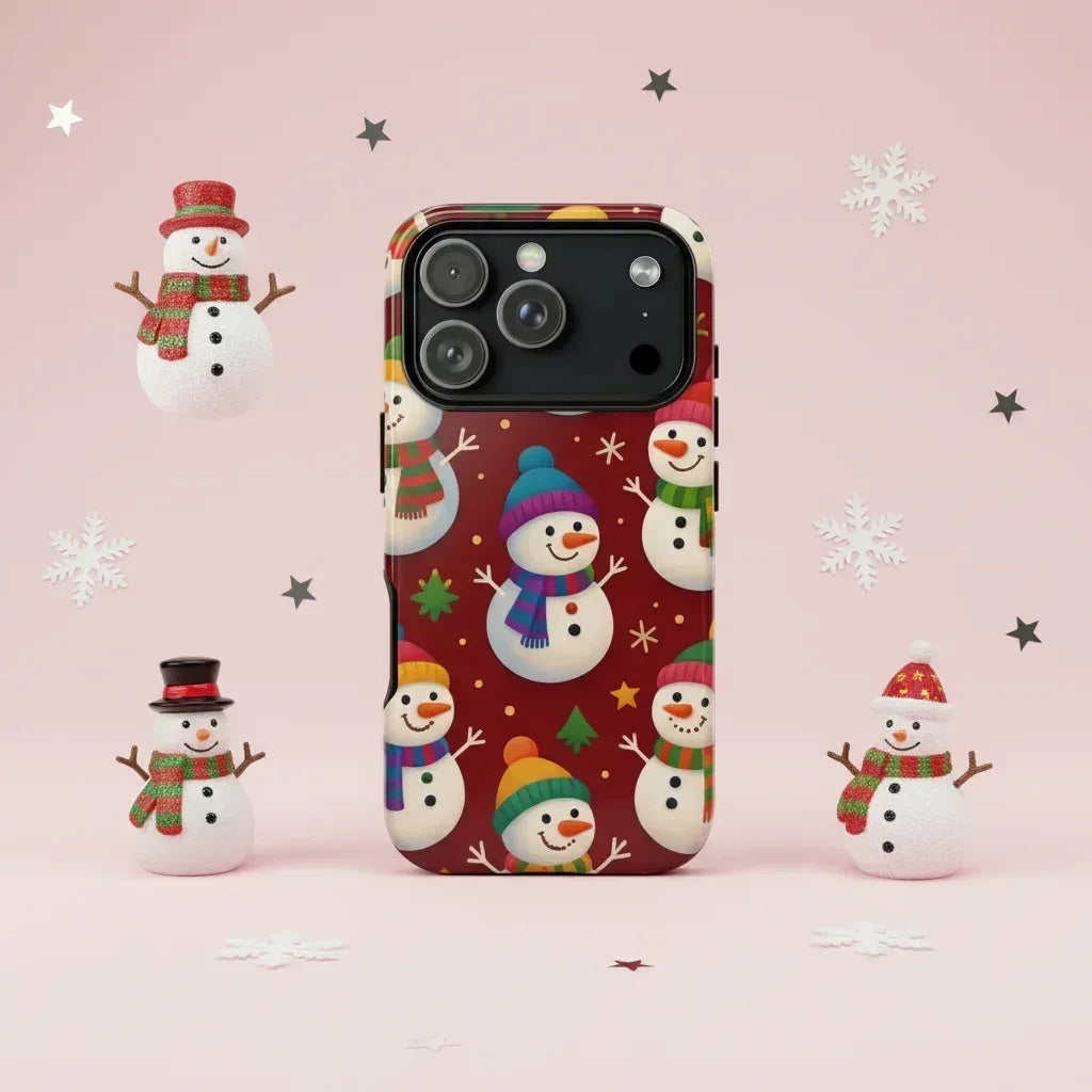 Festive Snowmen Parade Phone Case for iPhone 11–17 and Galaxy S10–S25 - KARARMDESIGN