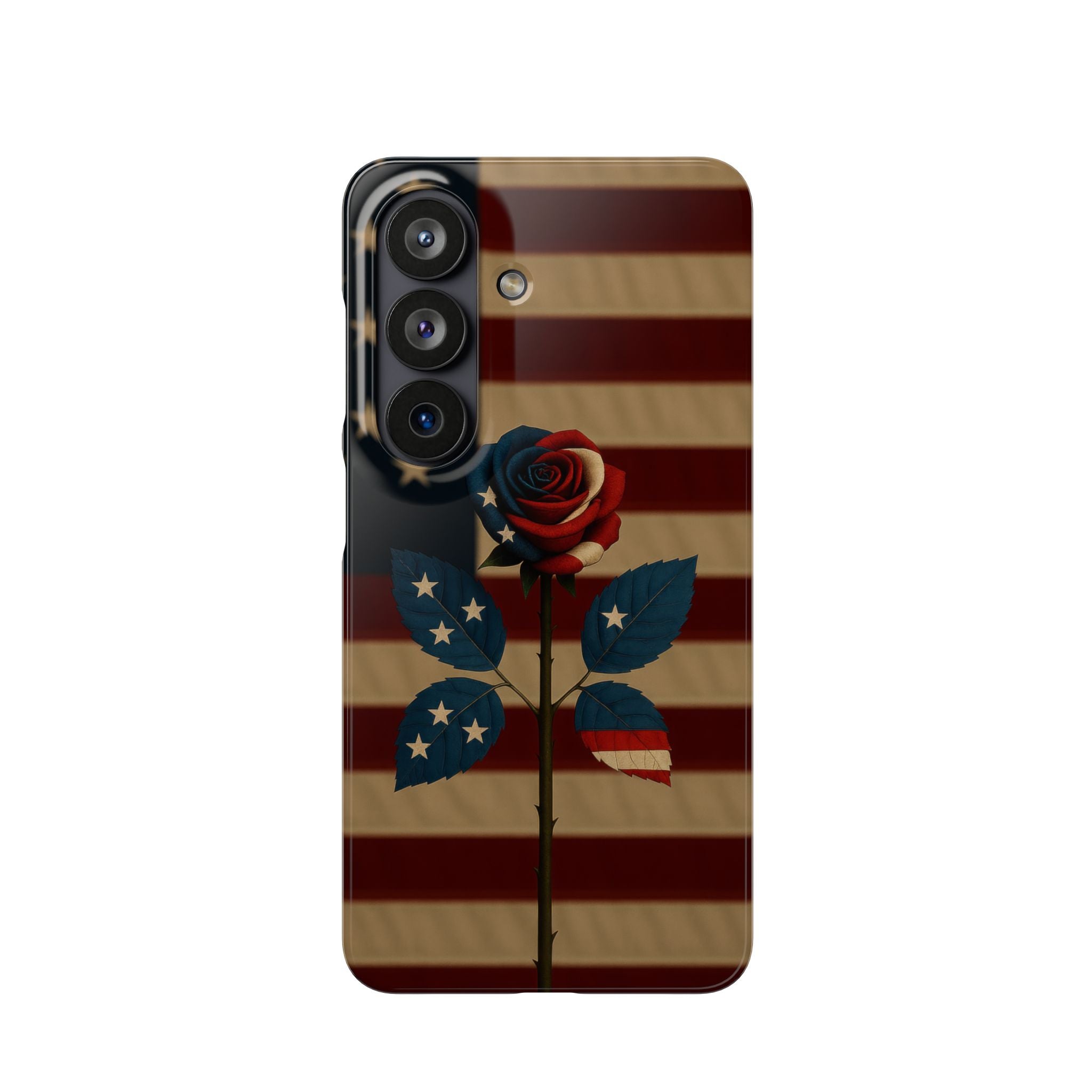 American Rose Flag Phone Case for iPhone 8-17 and Galaxy S20-S26