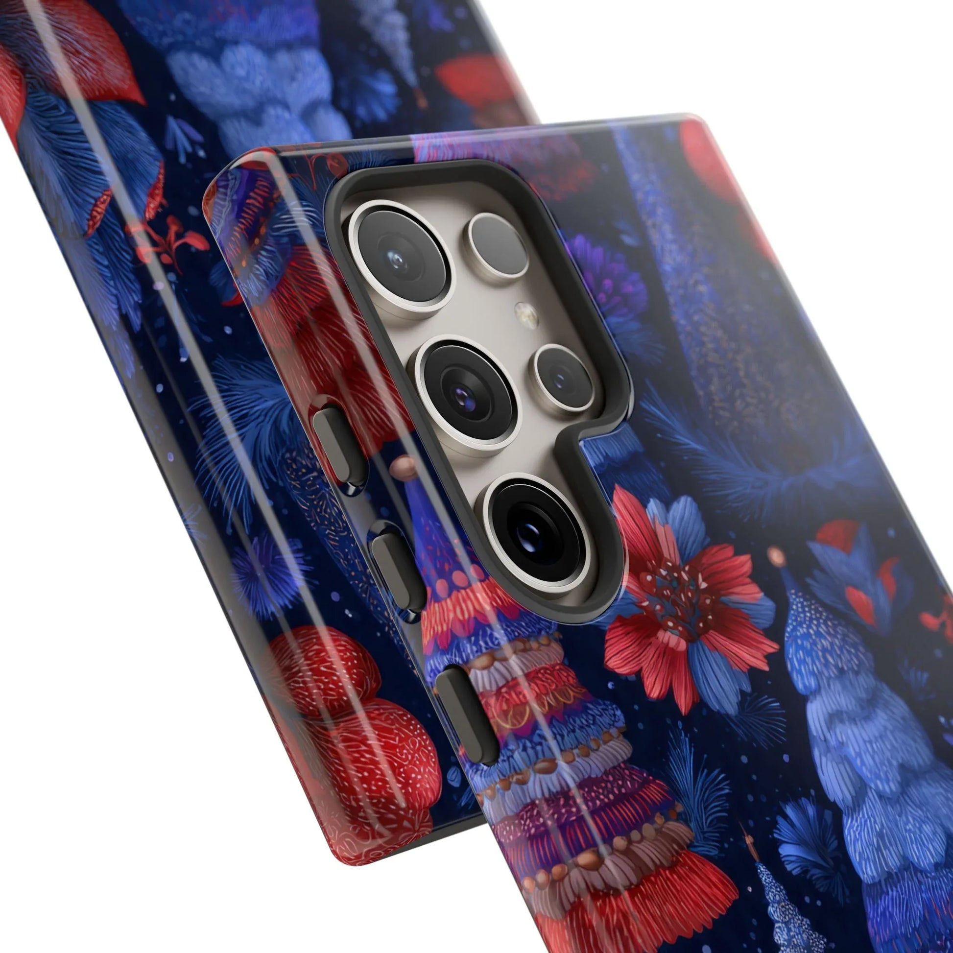 Midnight Blue Christmas Forest Phone Case for iPhone 8-17 and Galaxy S21–S25 - KARARMDESIGN
