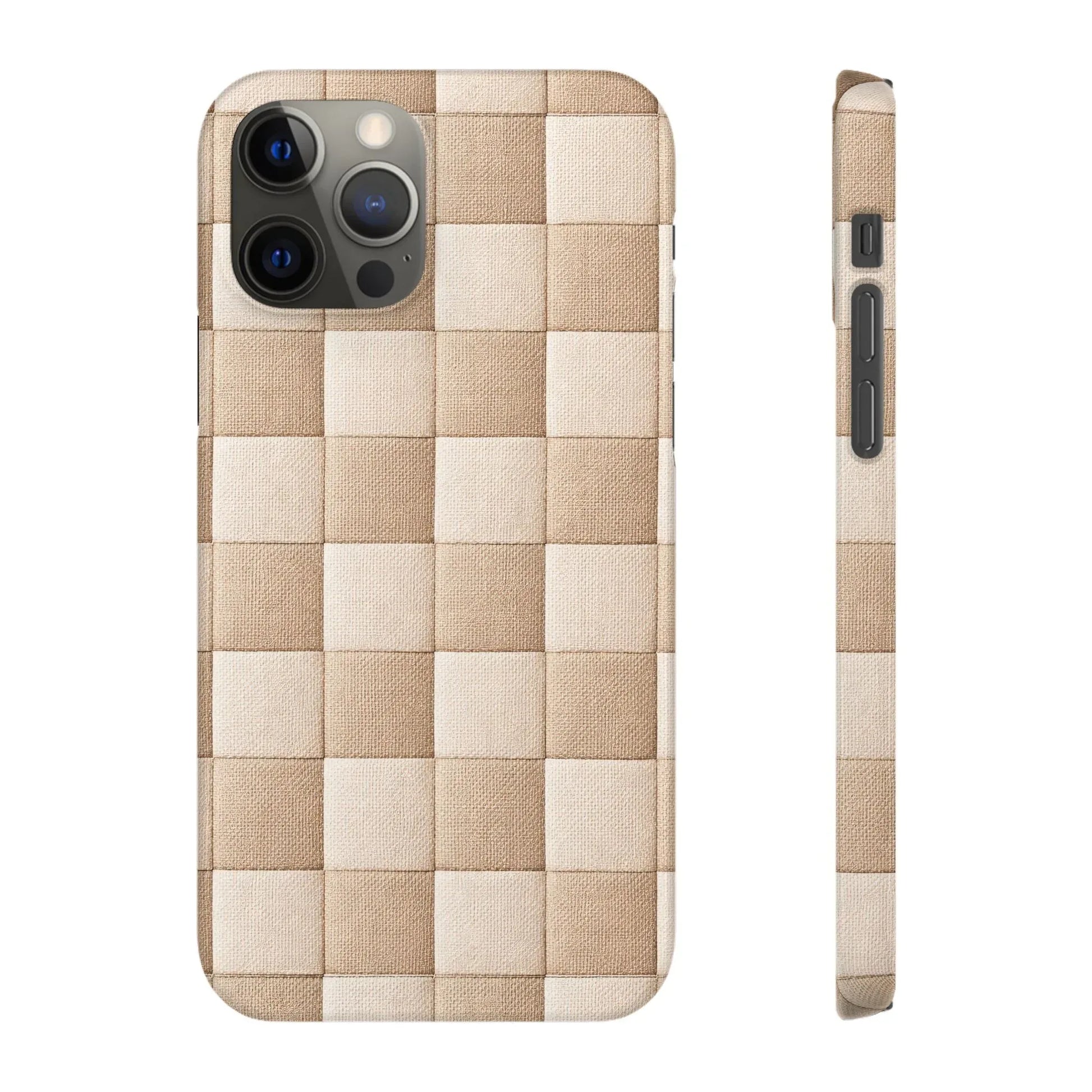 Beige Woven Phone Case for iPhone 11-17 and Galaxy S20-S25 - KARARMDESIGN