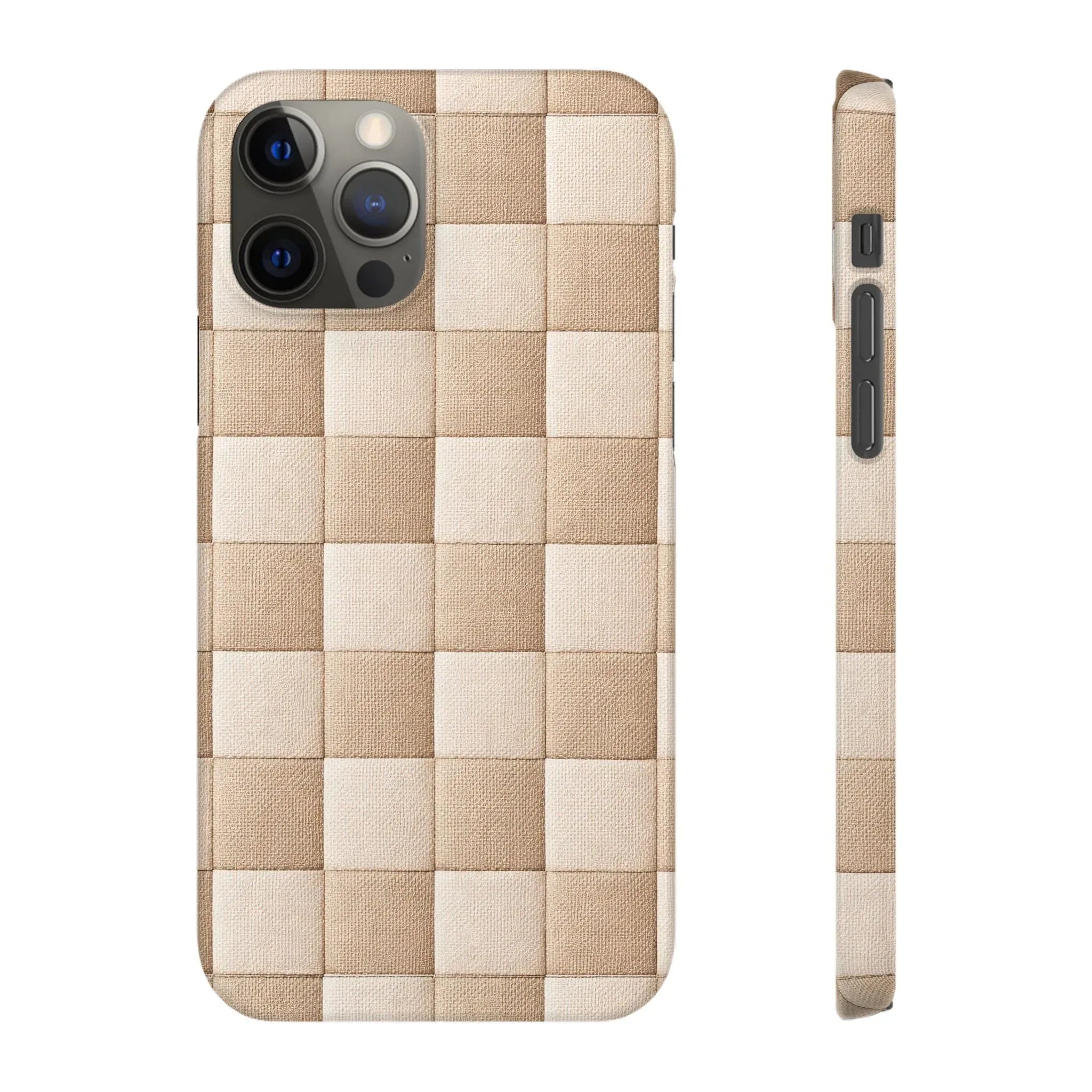 Beige Woven Phone Case for iPhone 11-17 and Galaxy S20-S25 - KARARMDESIGN