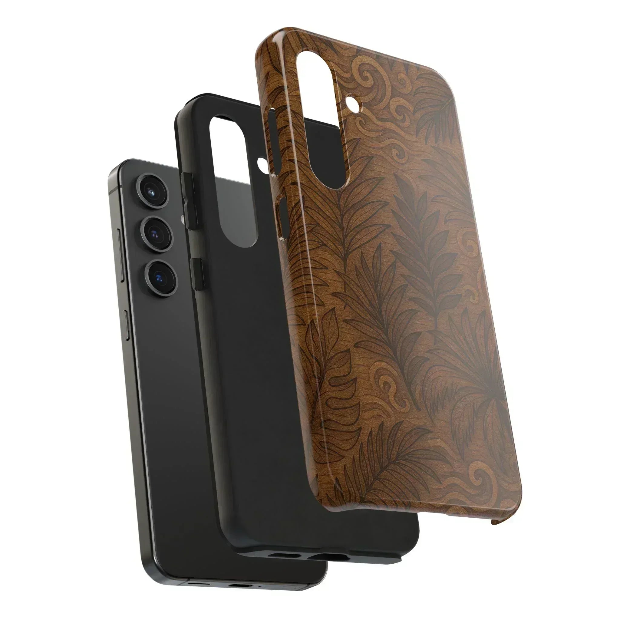 Wood Leaf Armor Phone Case for iPhone and Galaxy - KARARMDESIGN