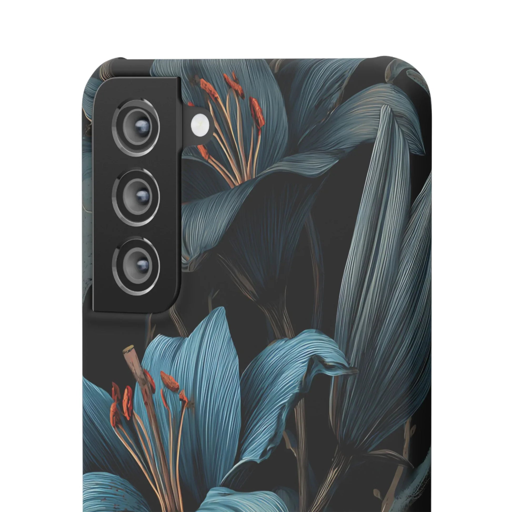 Blue Lily Floral Phone Case for iPhone 11-17 and Galaxy S20-S25 - KARARMDESIGN