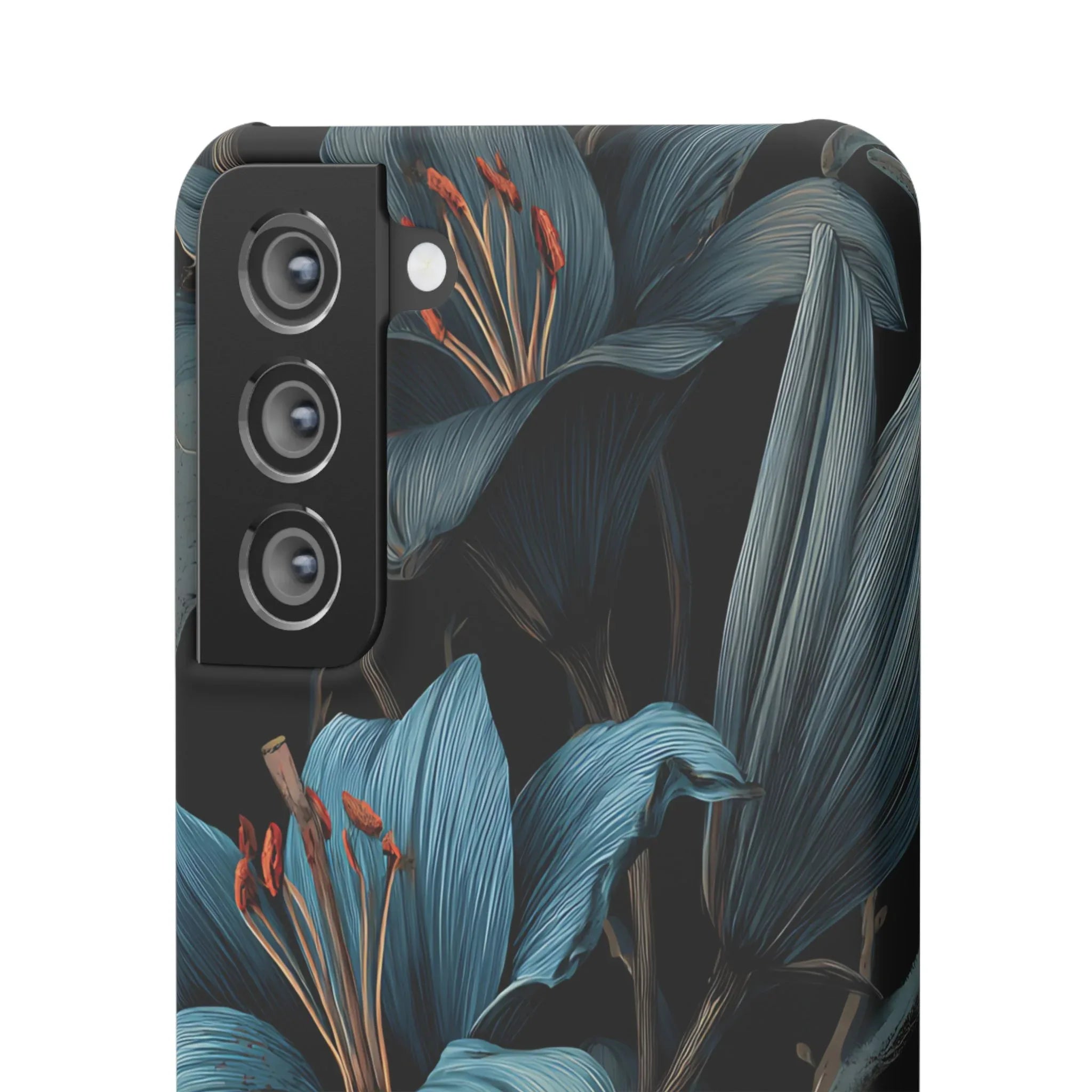 Blue Lily Floral Phone Case for iPhone 11-17 and Galaxy S20-S25 - KARARMDESIGN