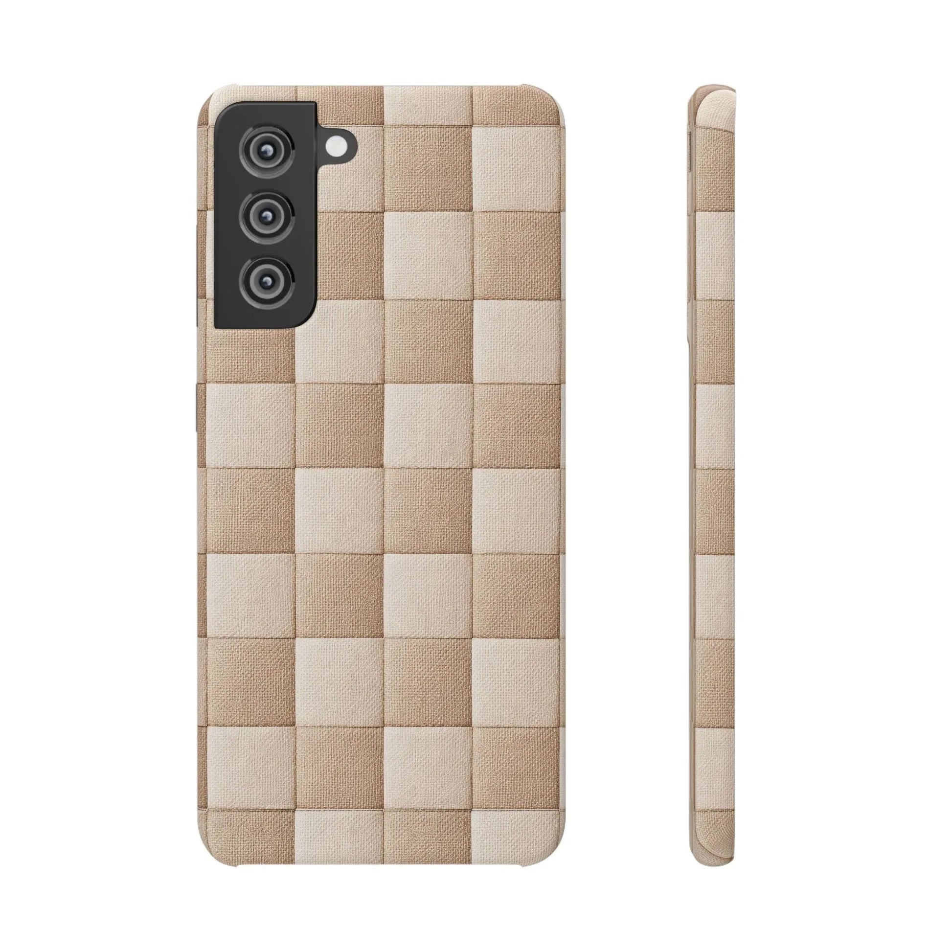 Beige Woven Phone Case for iPhone 11-17 and Galaxy S20-S25 - KARARMDESIGN