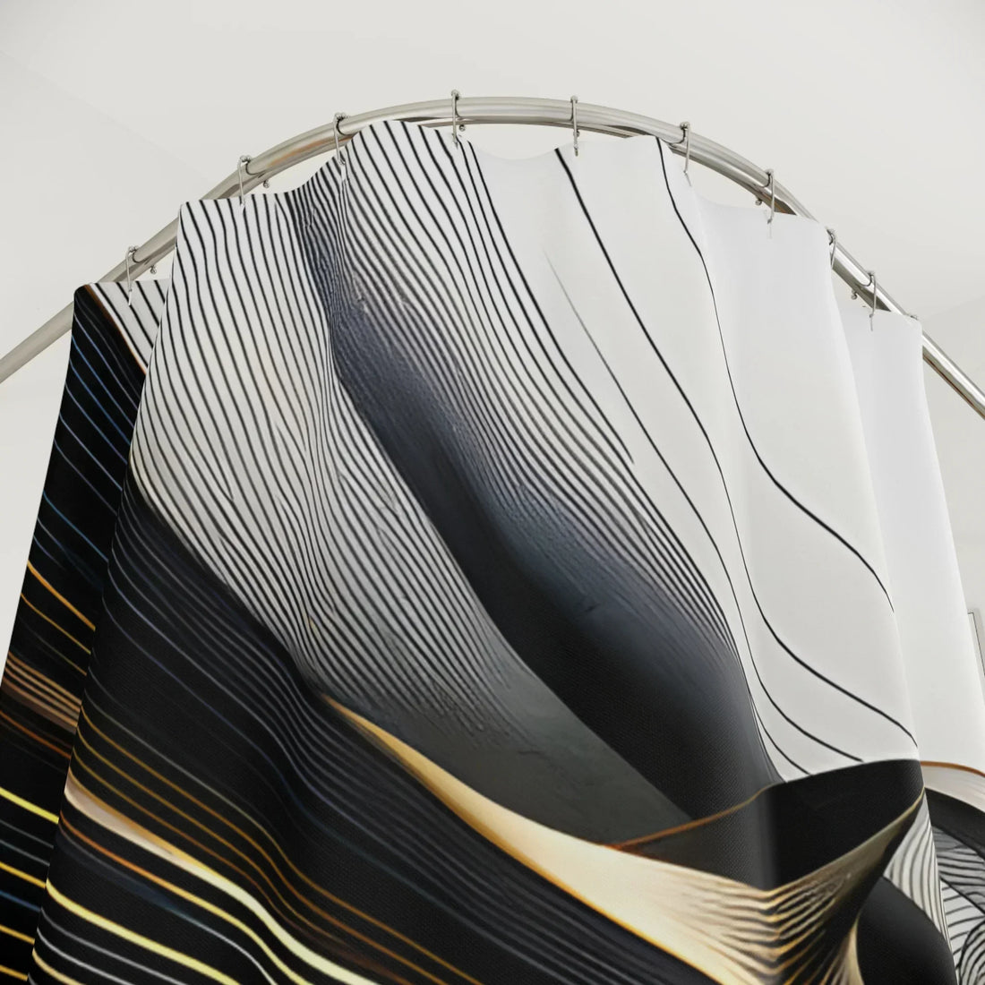 Black & Gold Abstract Shower Curtain – Modern & Artistic - KarArmDesign