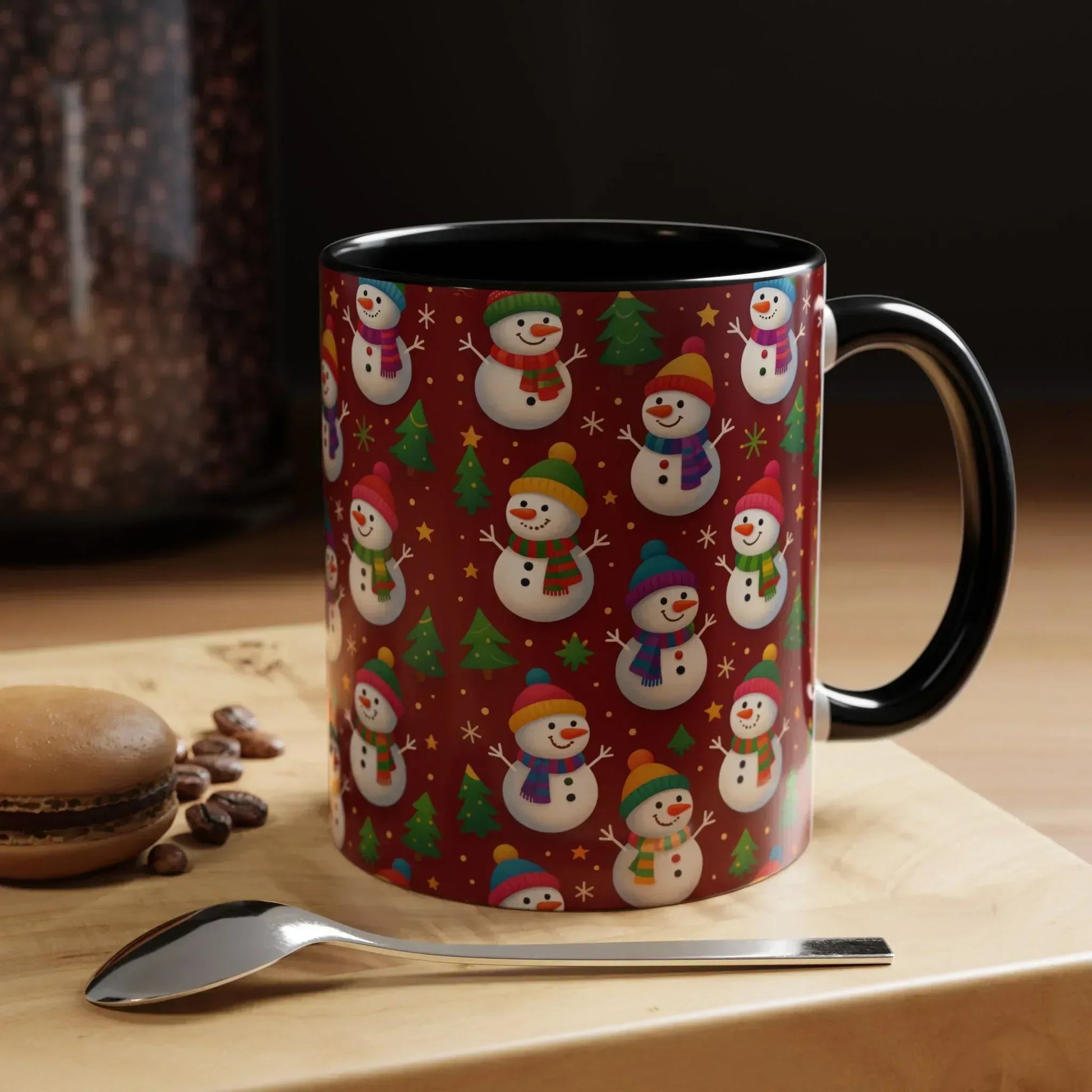 Festive Snowman Parade Accent Coffee Mug (11oz) - KARARMDESIGN