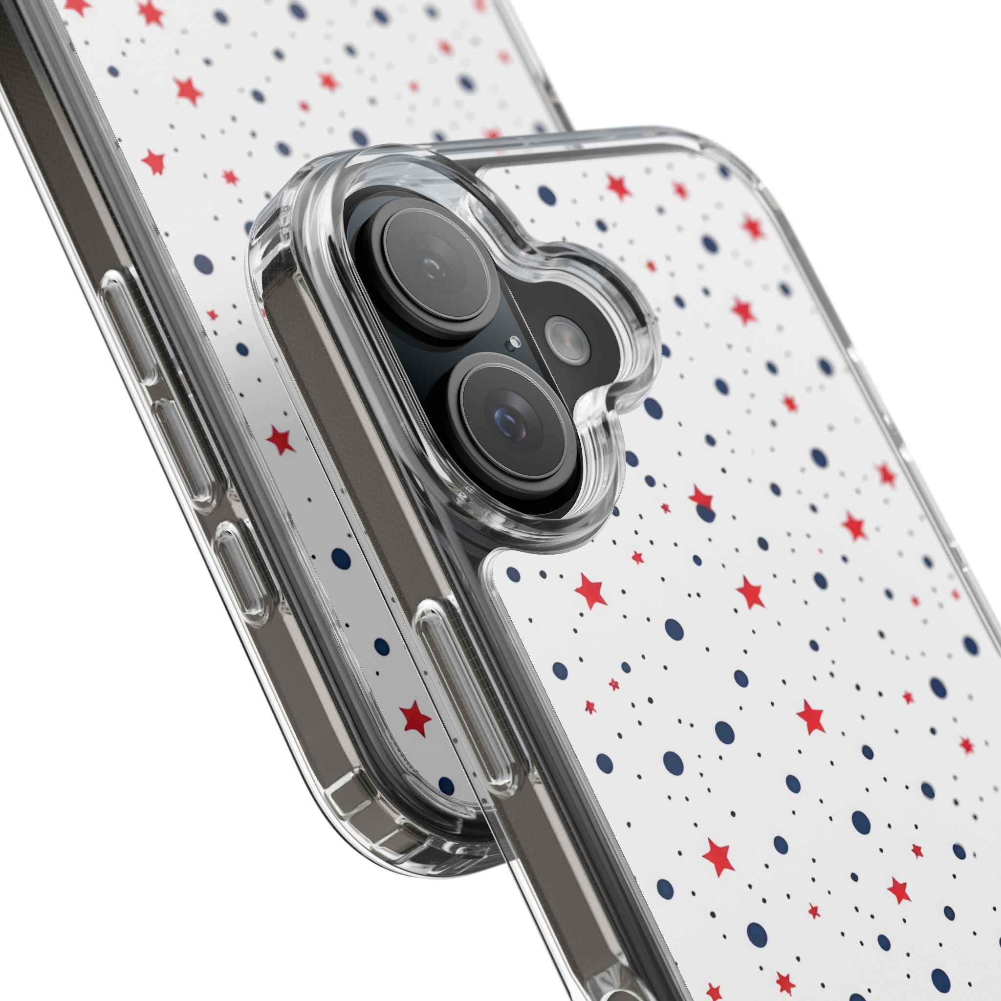 White Polka Dot & Stars Clear Case for iPhone & Samsung