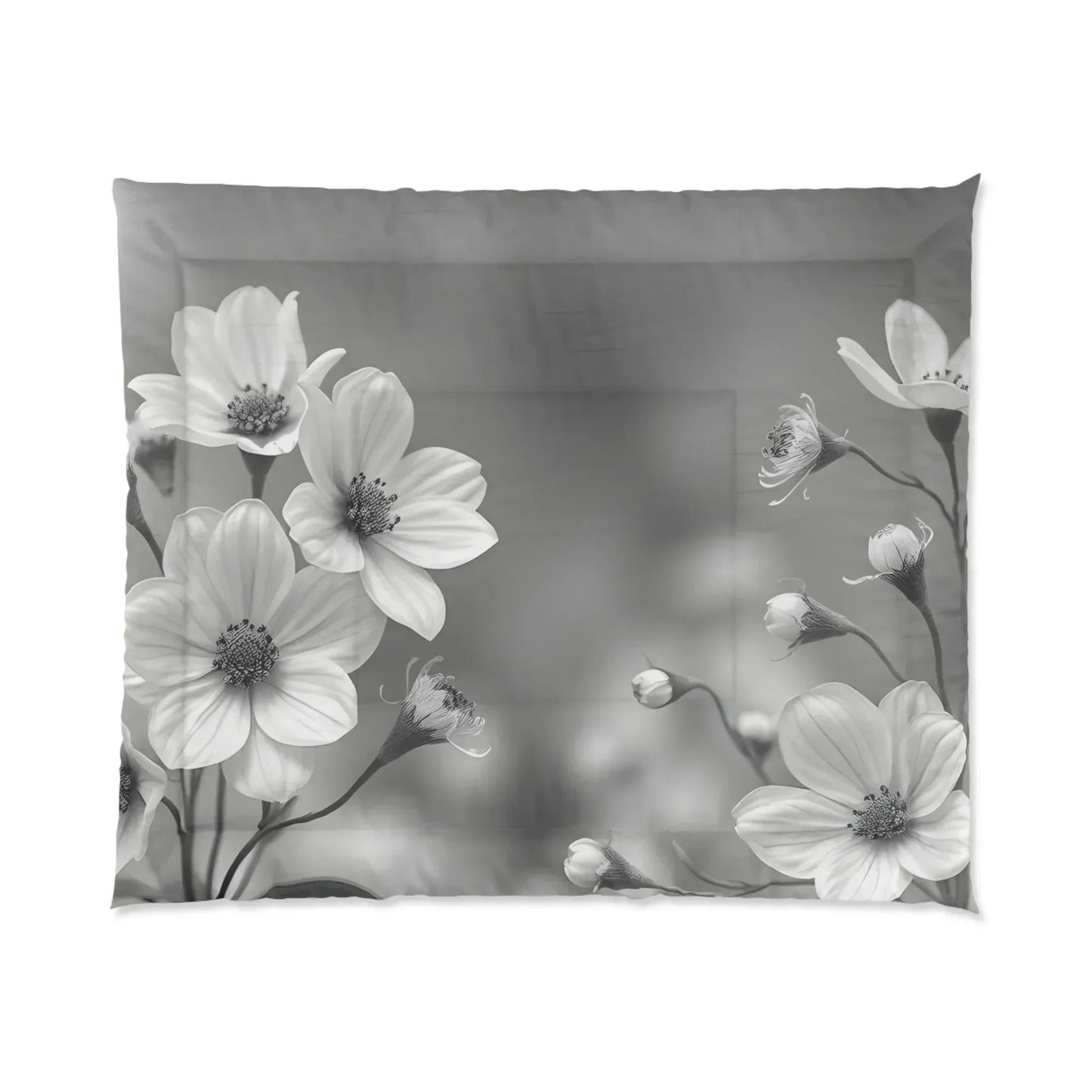 Elegant Gray Floral Comforter – Soft & Stylish Bedding - KarArmDesign