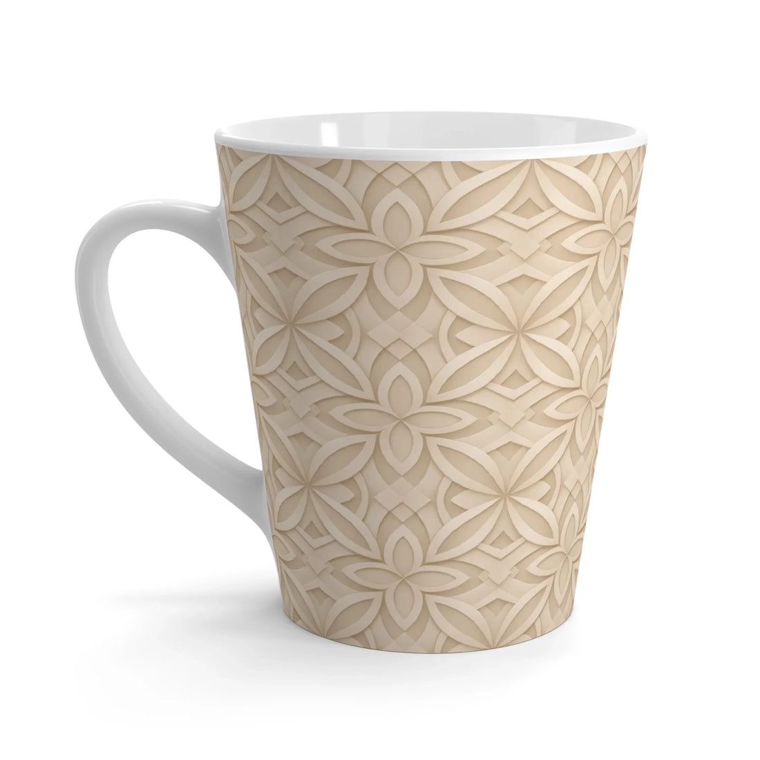 Beige Petal Latte Mug 12oz - KARARMDESIGN