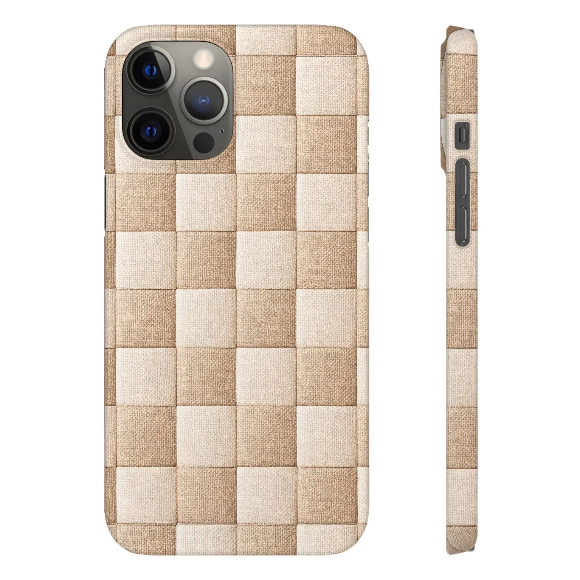 Beige Woven Phone Case for iPhone 11-17 and Galaxy S20-S25 - KARARMDESIGN