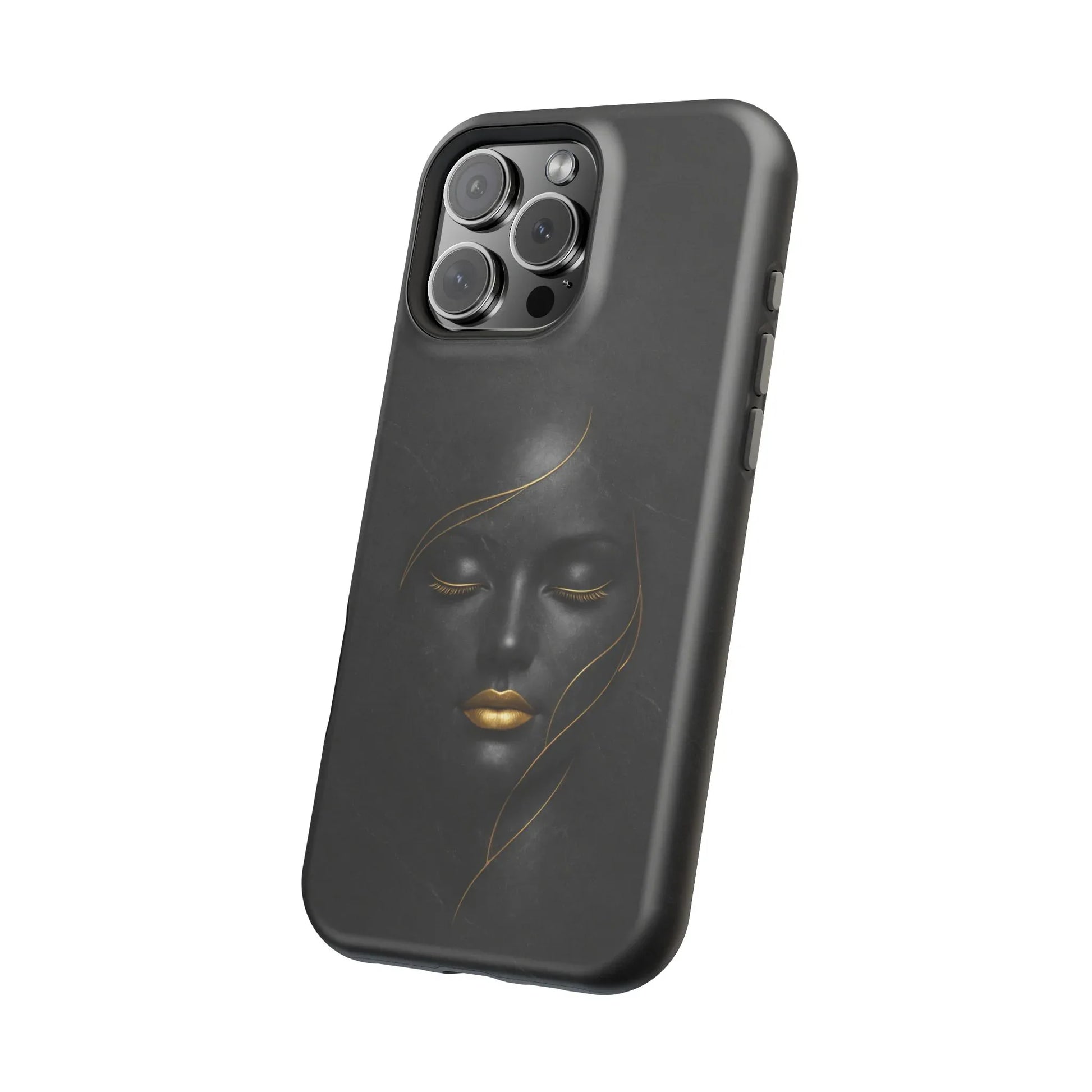 Black Gold Face Phone Case for iPhone 13-17 - KARARMDESIGN