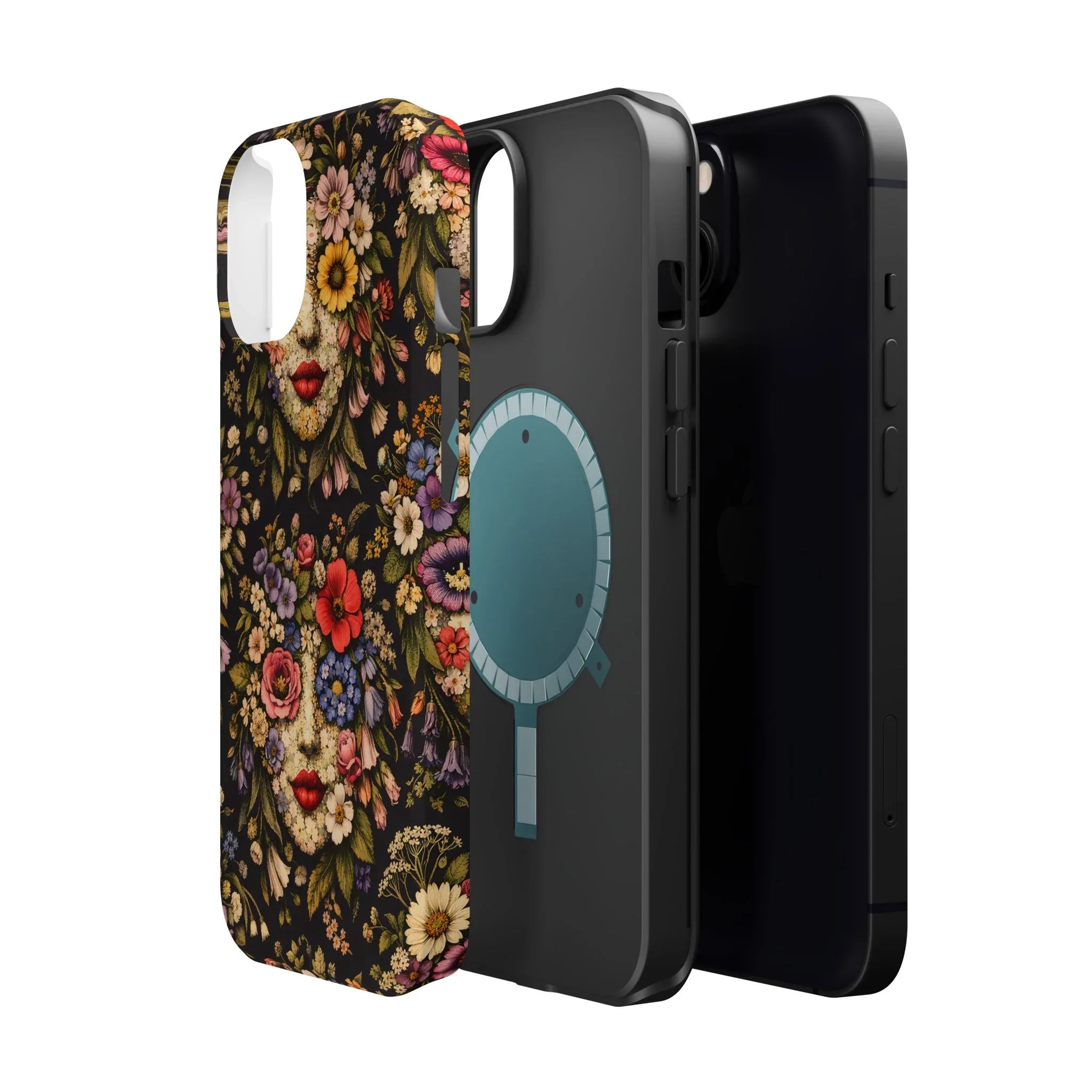 Vintage Flower Face Phone Case for iPhone 13-17 - KARARMDESIGN