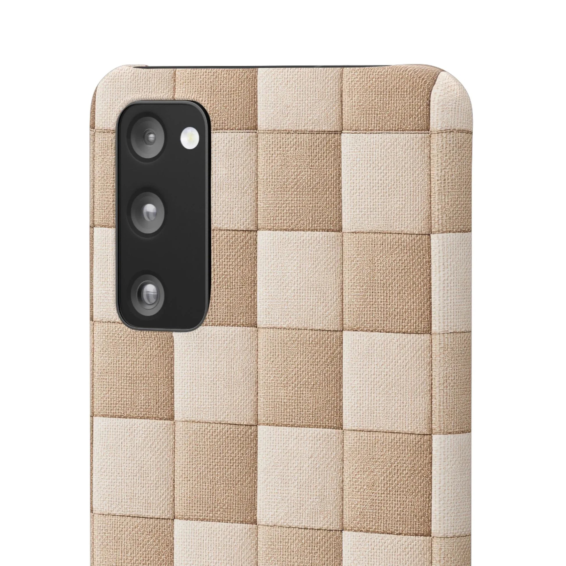 Beige Woven Phone Case for iPhone 11-17 and Galaxy S20-S25 - KARARMDESIGN