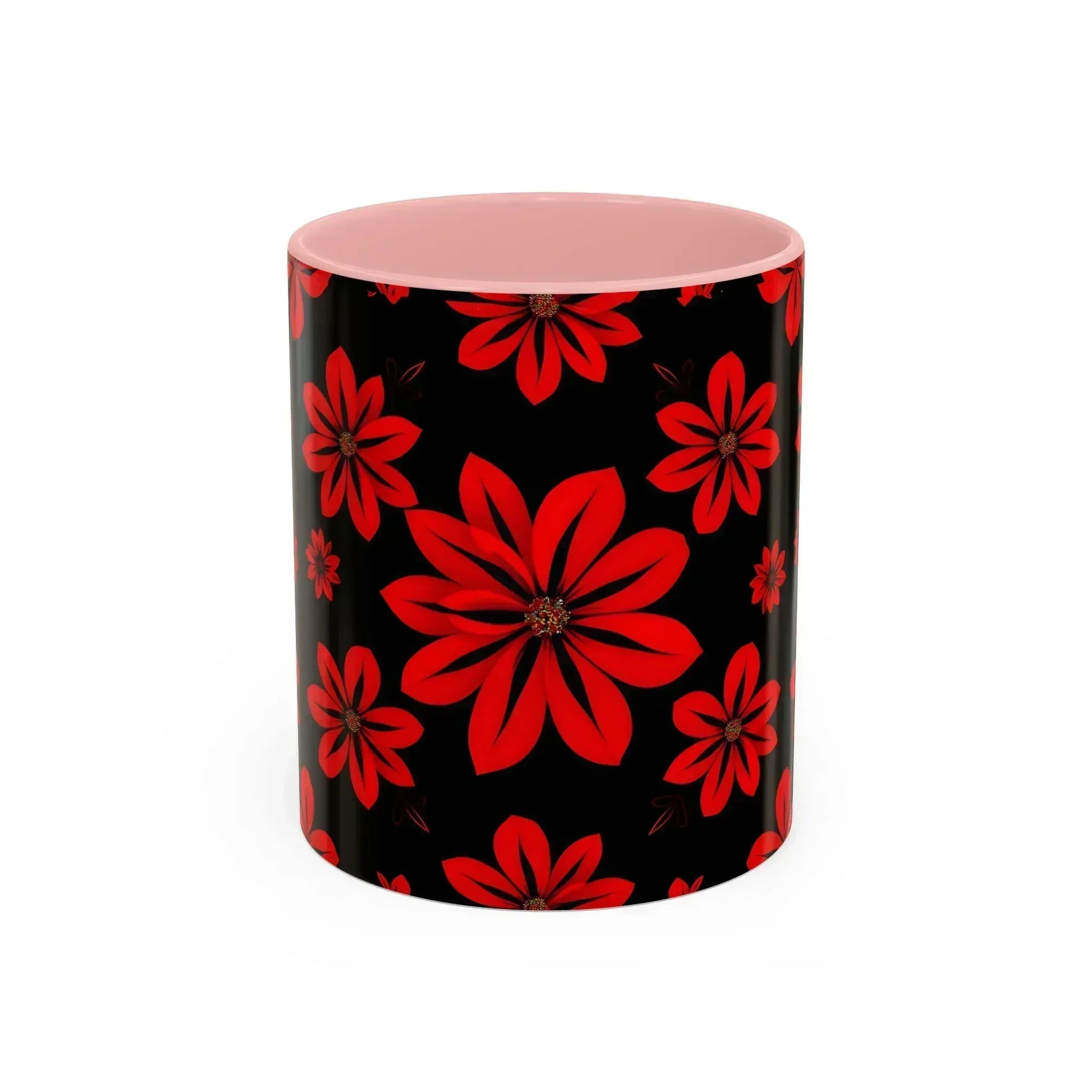 Accent Red Floral Coffee Mug – 11oz & 15oz - KARARMDESIGN