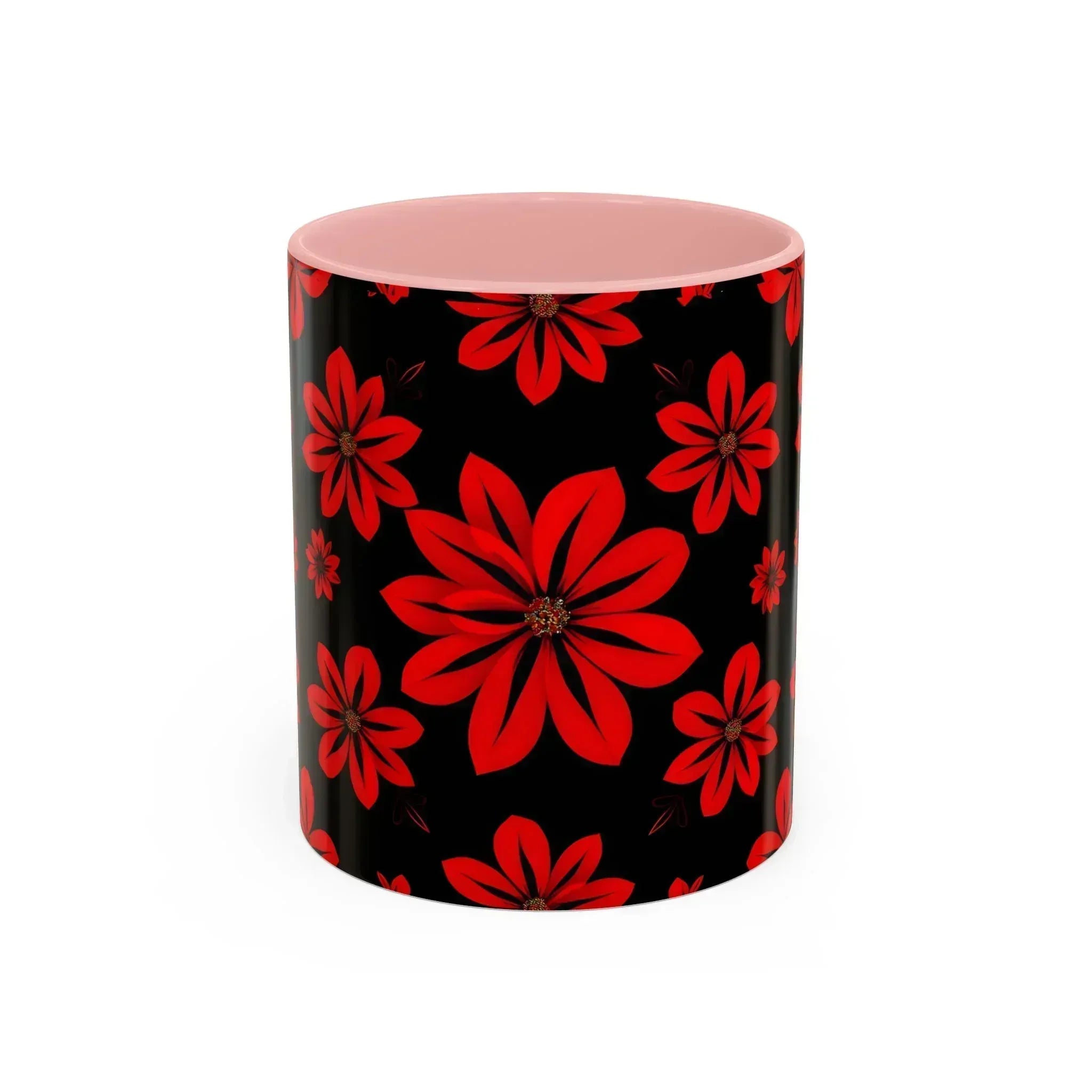 Accent Red Floral Coffee Mug – 11oz & 15oz - KARARMDESIGN