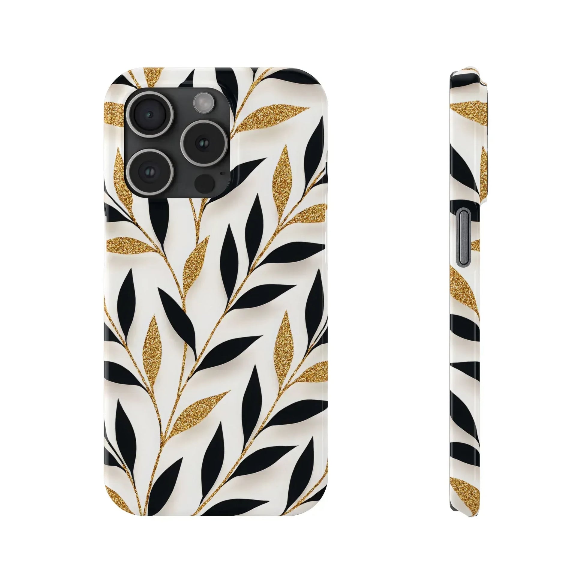Botanical Gold Leaf Phone Case for iPhone 11-17 - KARARMDESIGN