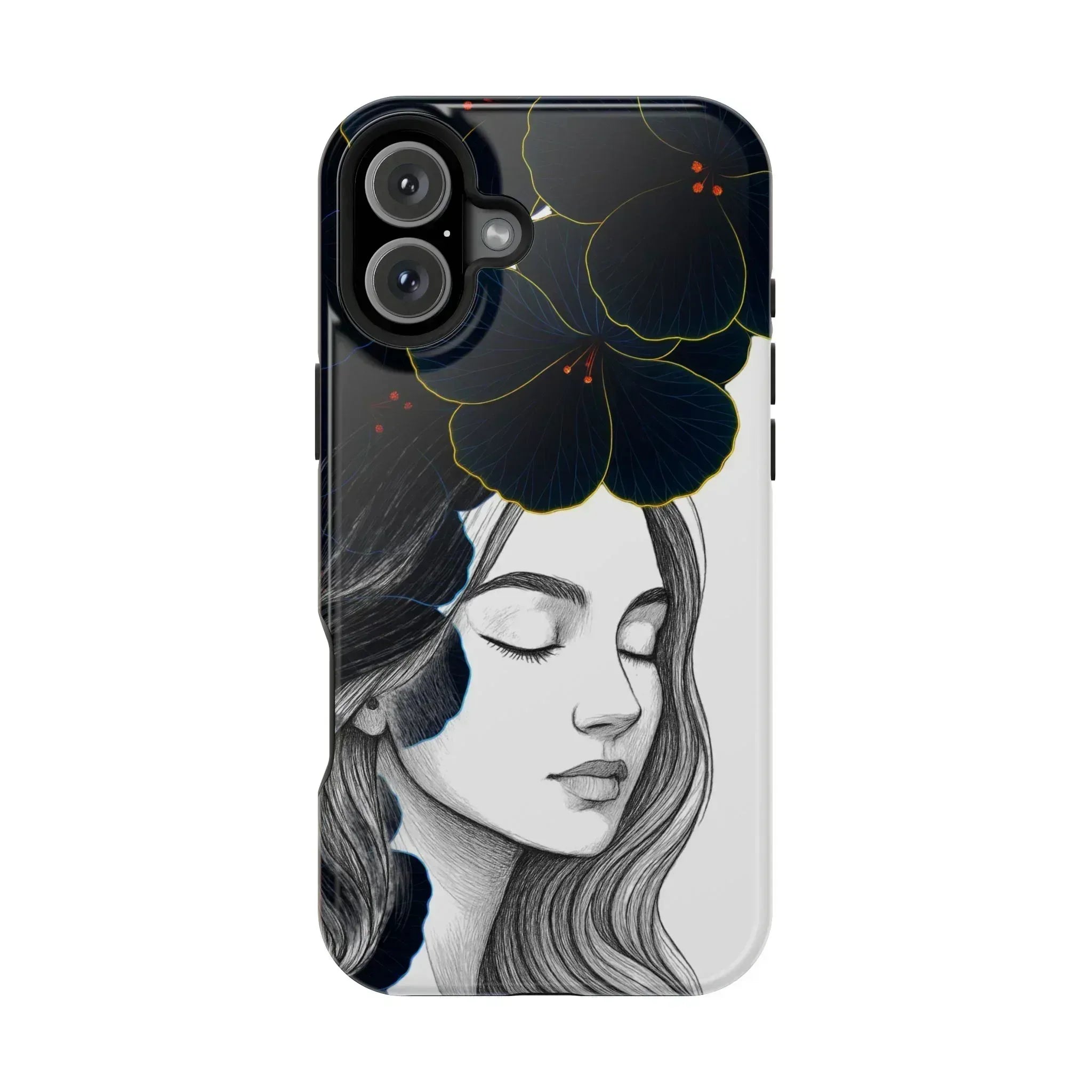 Dark Floral Elegance Phone Case for iPhone 13-16 - KARARMDESIGN