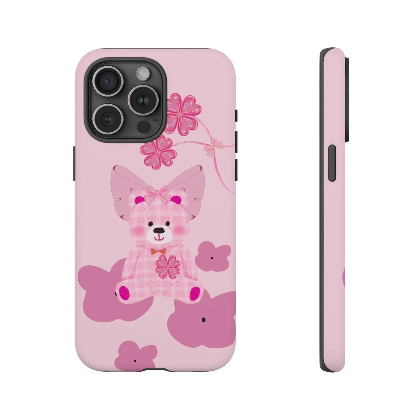 Pink Teddy Bear Phone Cases for iPhone, Pixel and Galaxy Models - KarArmDesign
