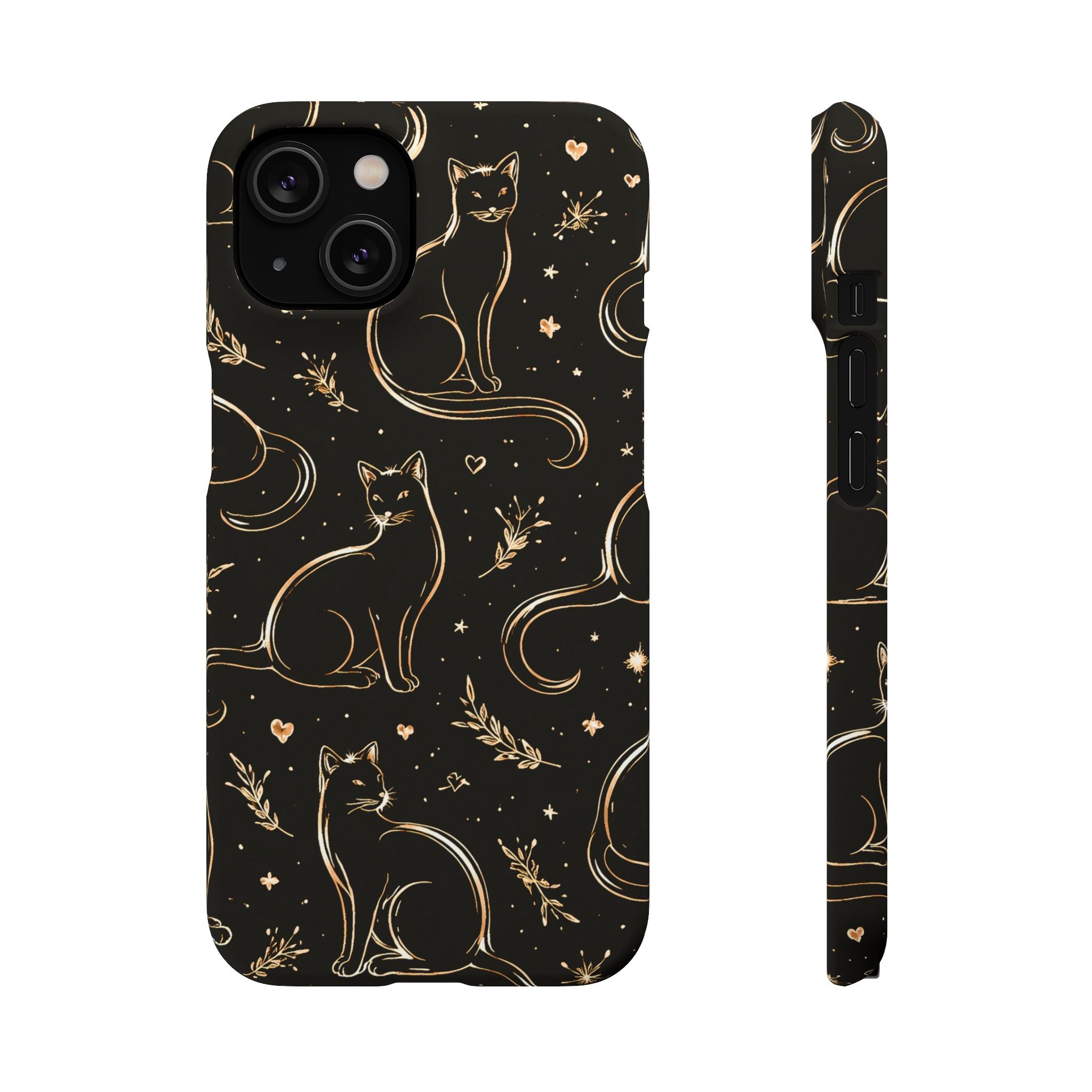 Golden Cat Pattern Phone Case for iPhone 11-17 and Galaxy S20-S26