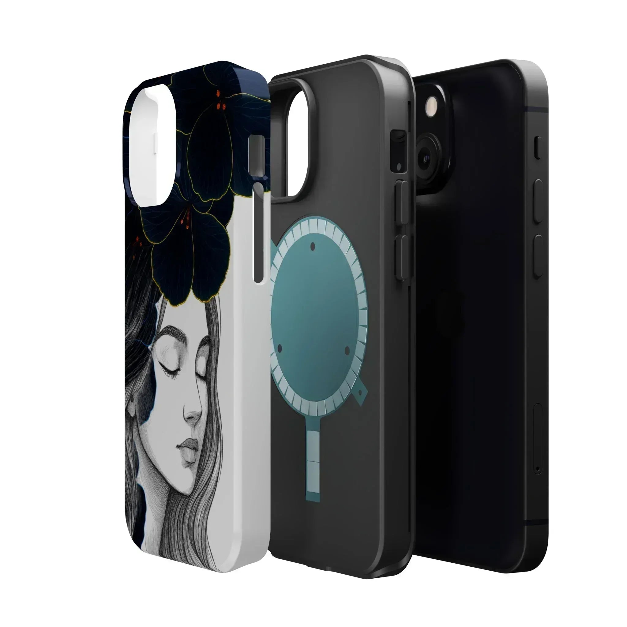 Dark Floral Elegance Phone Case for iPhone 13-16 - KARARMDESIGN