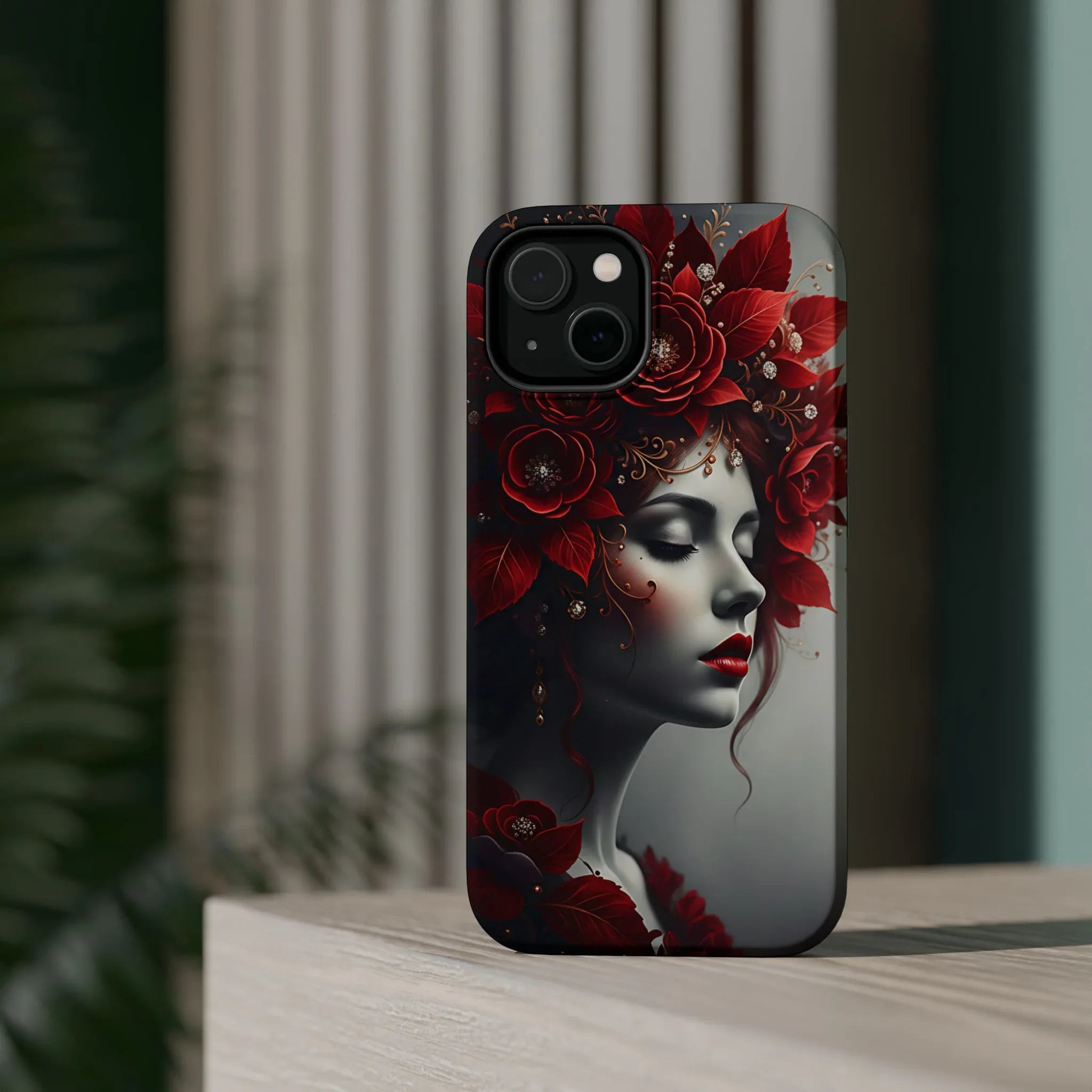 Scarlet Bloom Portrait Phone Case for iPhone 13-17 - KARARMDESIGN