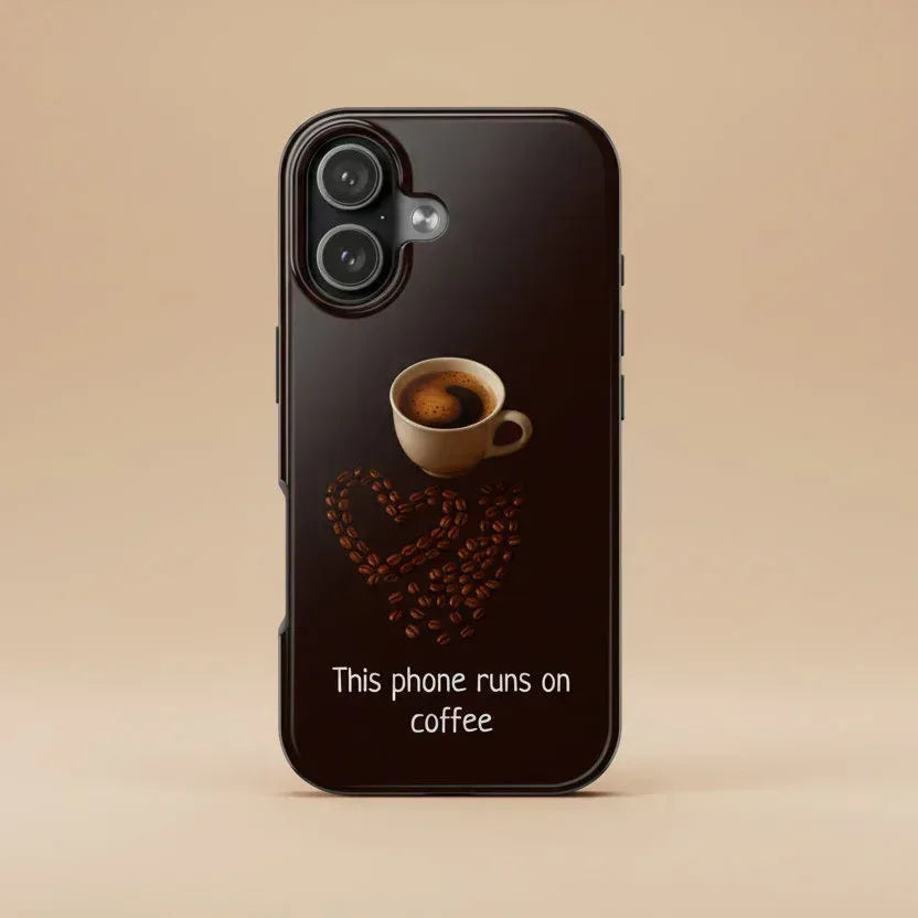 This Phone Runs On Coffee Quote Phone Case for iPhone and Galaxy - KARARMDESIGN