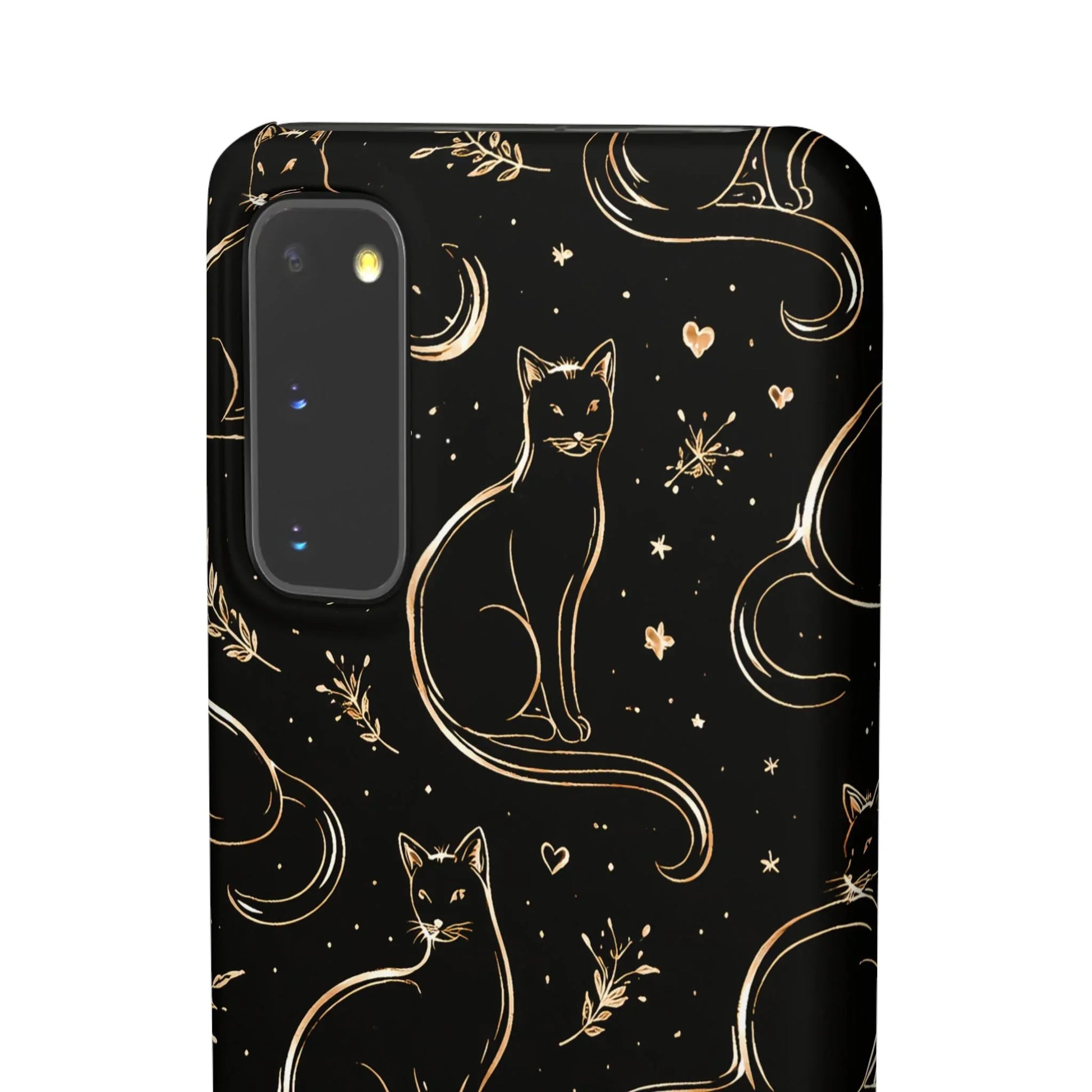 Golden Cat Pattern Phone Case for iPhone 11–17 & Galaxy S21–S25 - KARARMDESIGN
