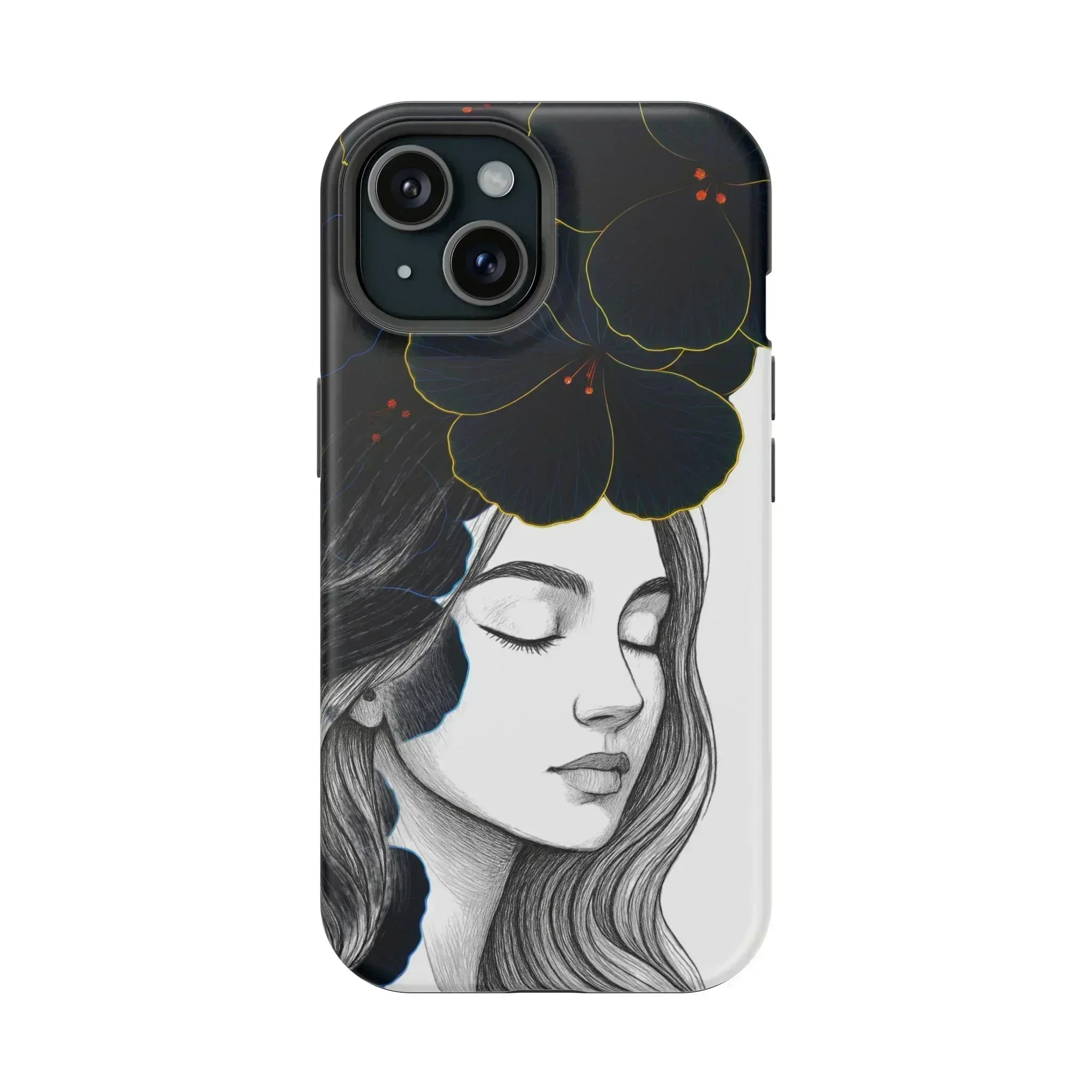 Dark Floral Elegance Phone Case for iPhone 13-16 - KARARMDESIGN