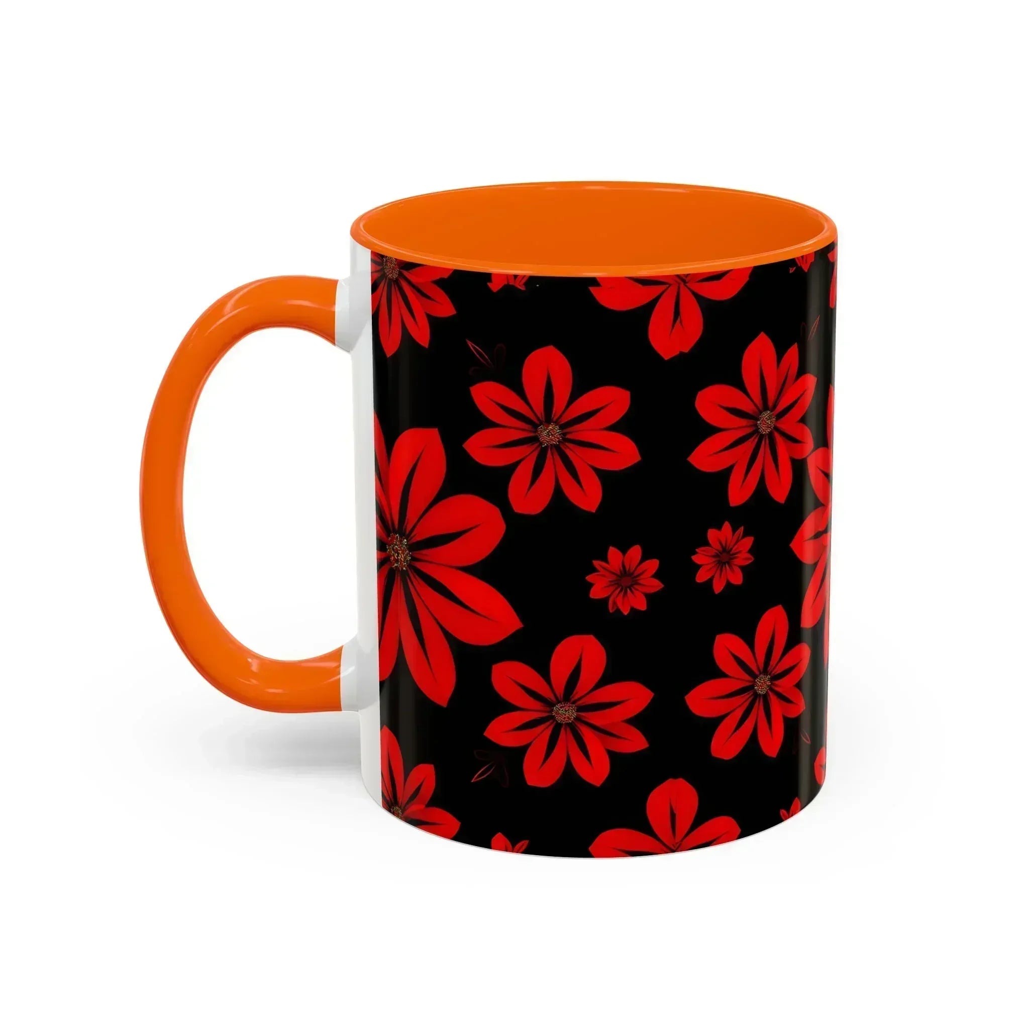Accent Red Floral Coffee Mug – 11oz & 15oz - KARARMDESIGN