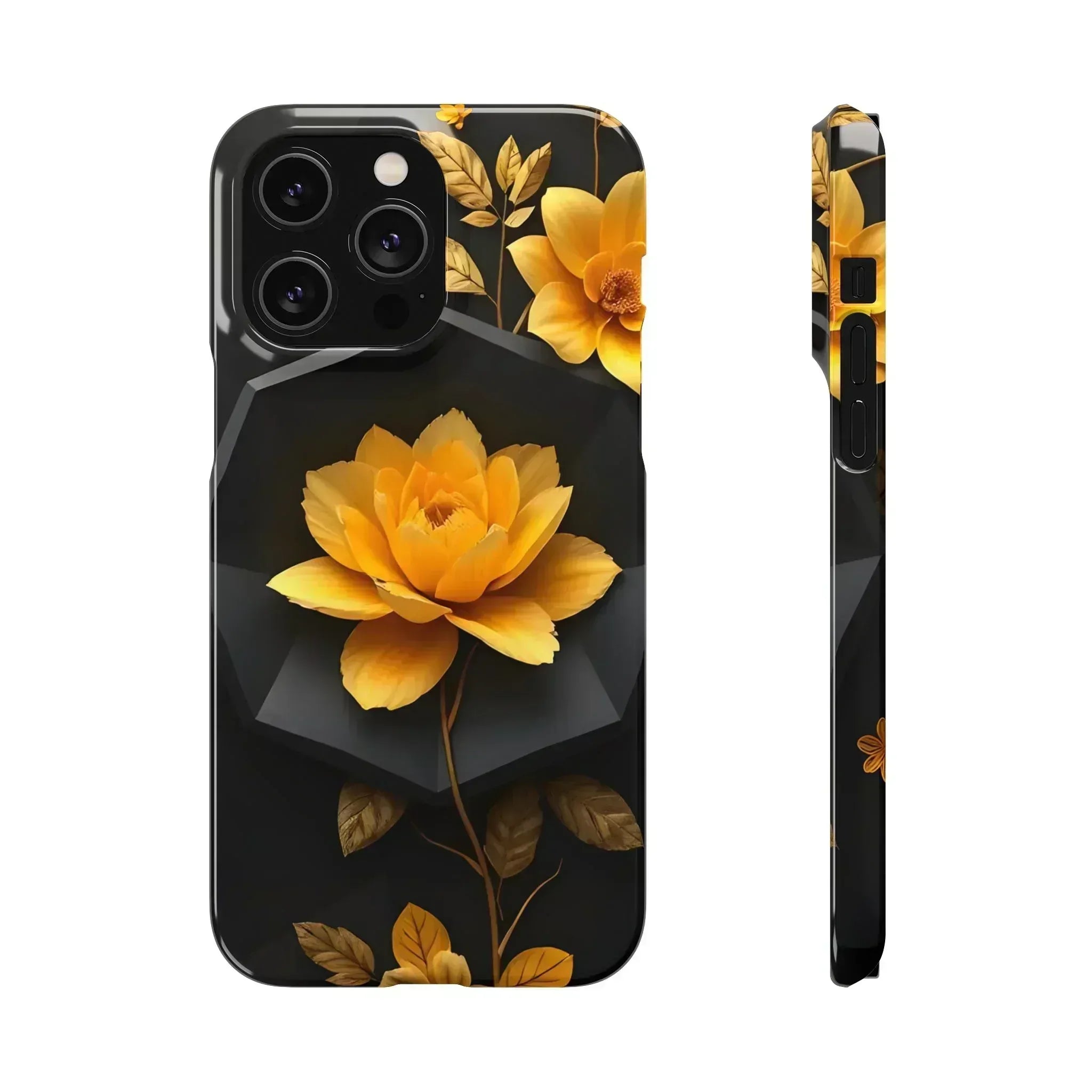 Yellow Floral Phone Case for iPhone 11-16 and Galaxy S20-S24 - KARARMDESIGN