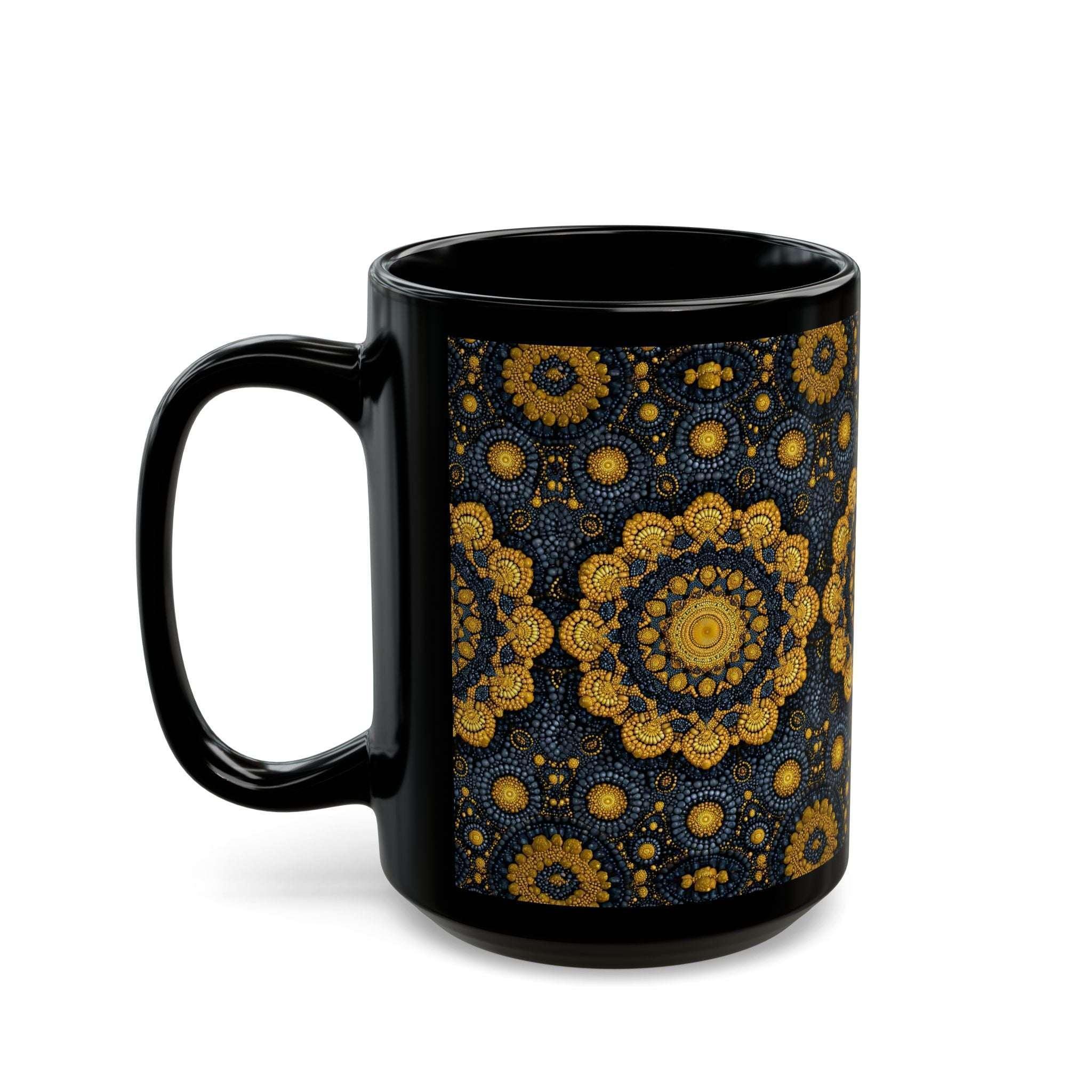Golden Mandala Nightfall Mug - Black Mug (11oz, 15oz) - KARARMDESIGN