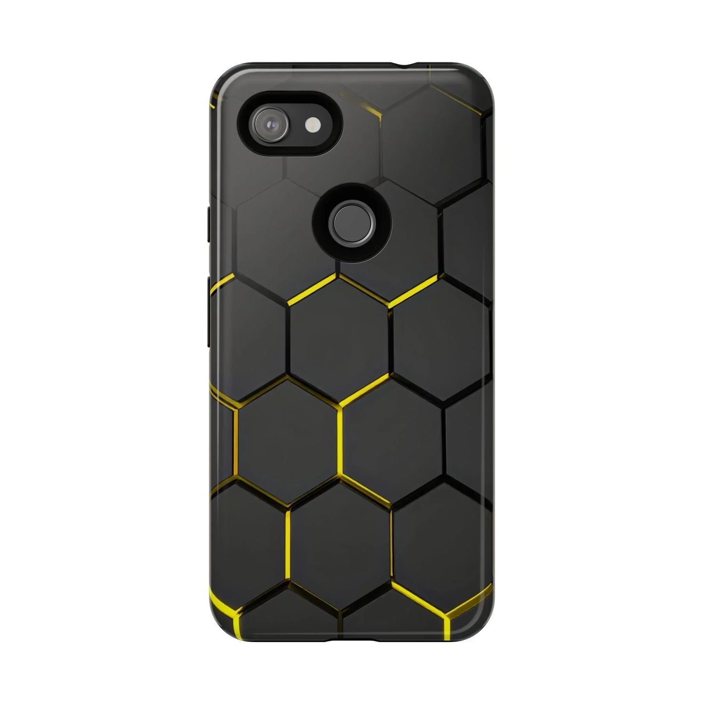 Black and Yellow Hexagon Geometric Tough Phone Case for Galaxy and Pixel - KarArmDesign