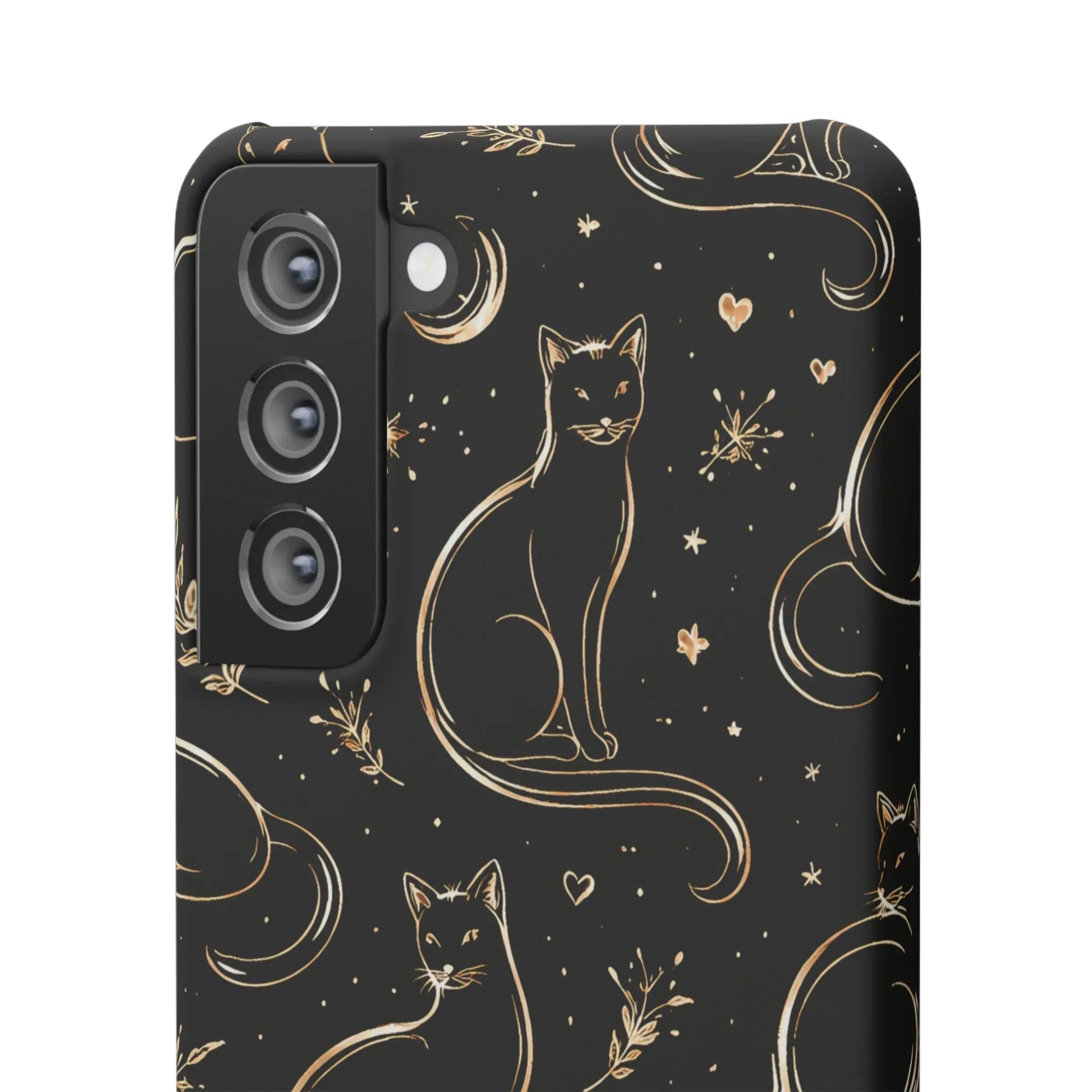 Golden Cat Pattern Phone Case for iPhone 11–17 & Galaxy S21–S25 - KARARMDESIGN