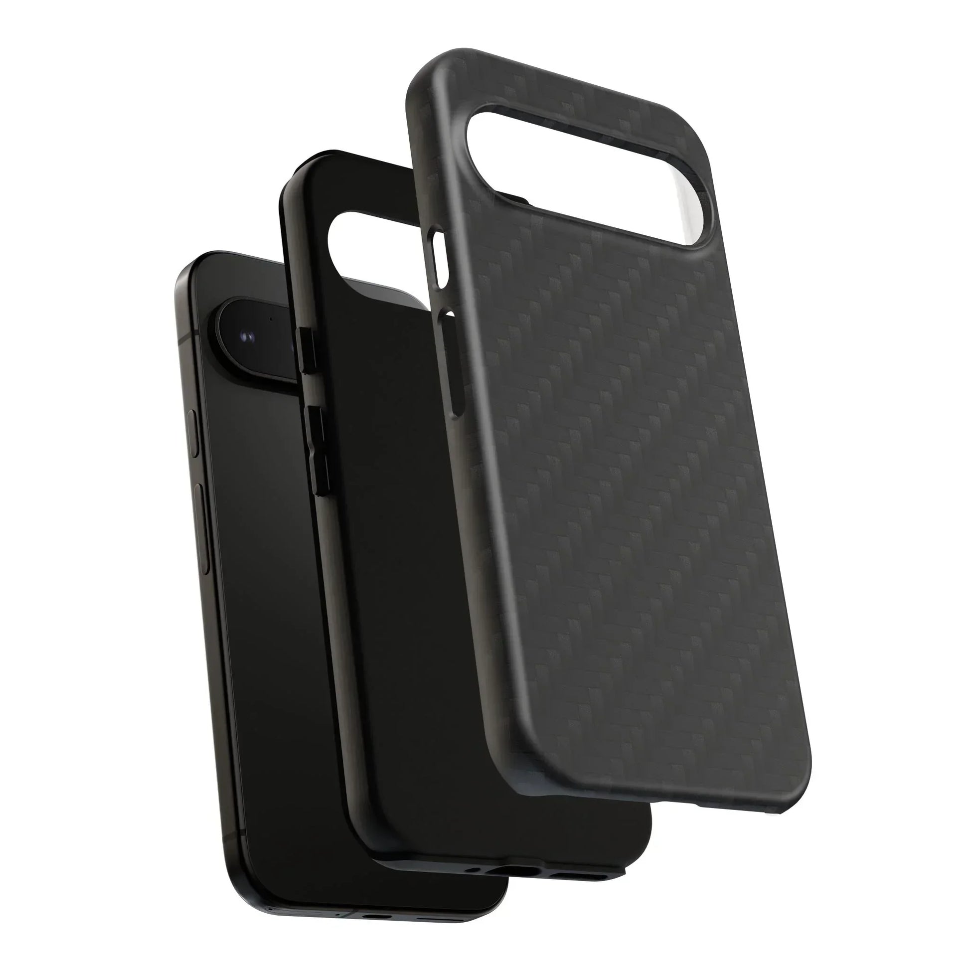 Black Carbon Phone Case Tough Case for iPhone 8-16 and Google Pixel up to 9 Models - KarArmDesign