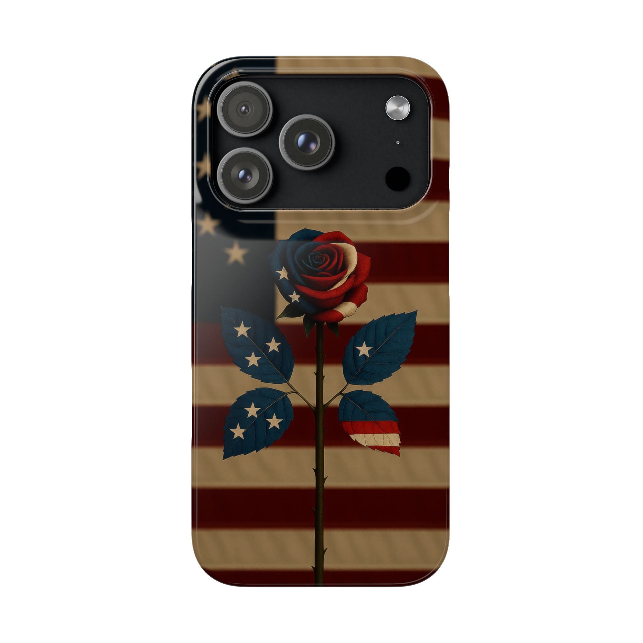 American Rose Flag Phone Case for iPhone 8-17 and Galaxy S20-S26