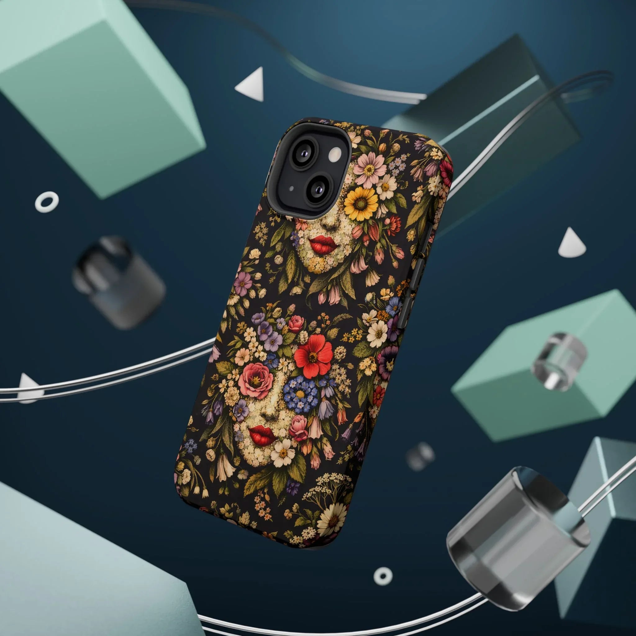 Vintage Flower Face Phone Case for iPhone 13-17 - KARARMDESIGN