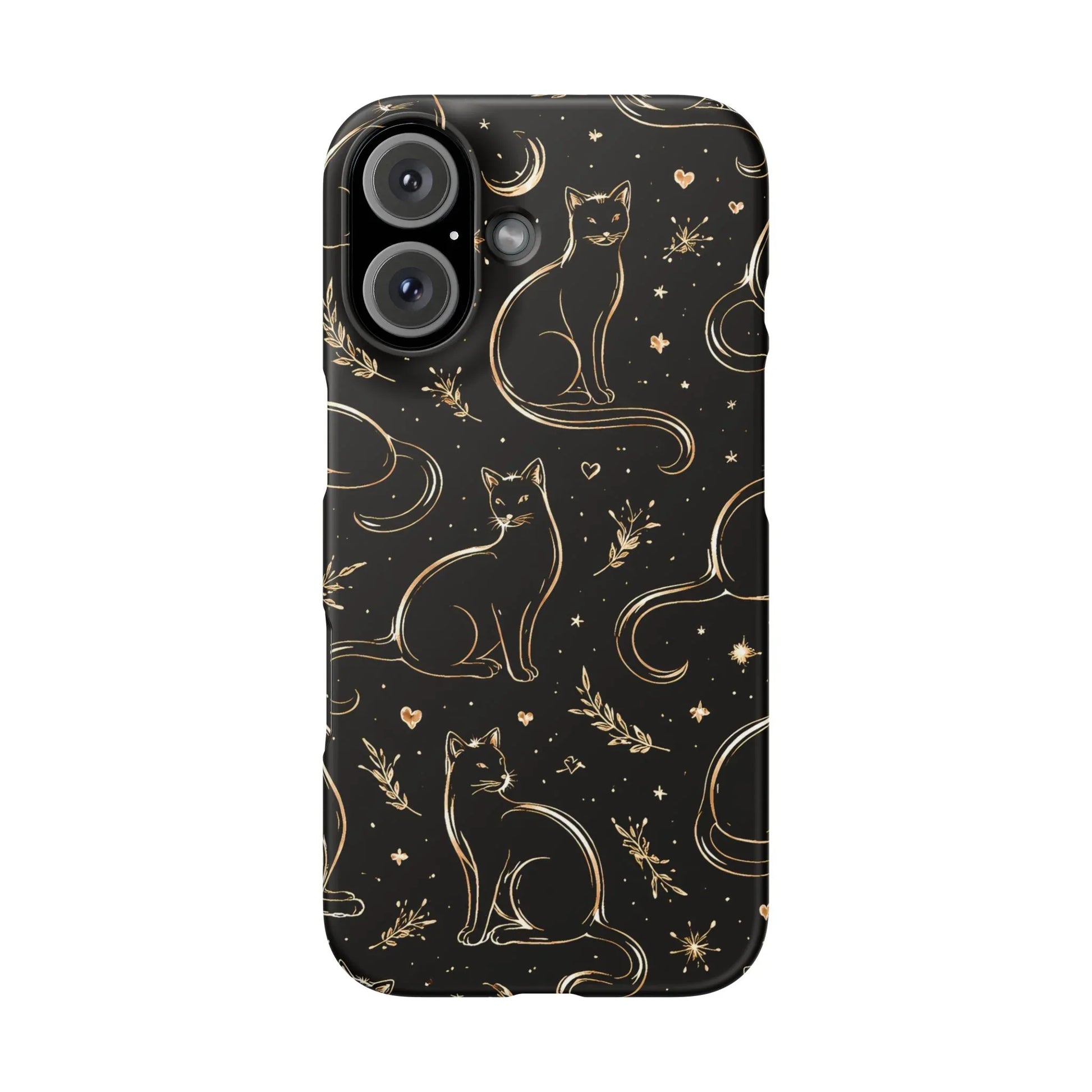 Golden Cat Pattern Phone Case for iPhone 11–17 & Galaxy S21–S25 - KARARMDESIGN