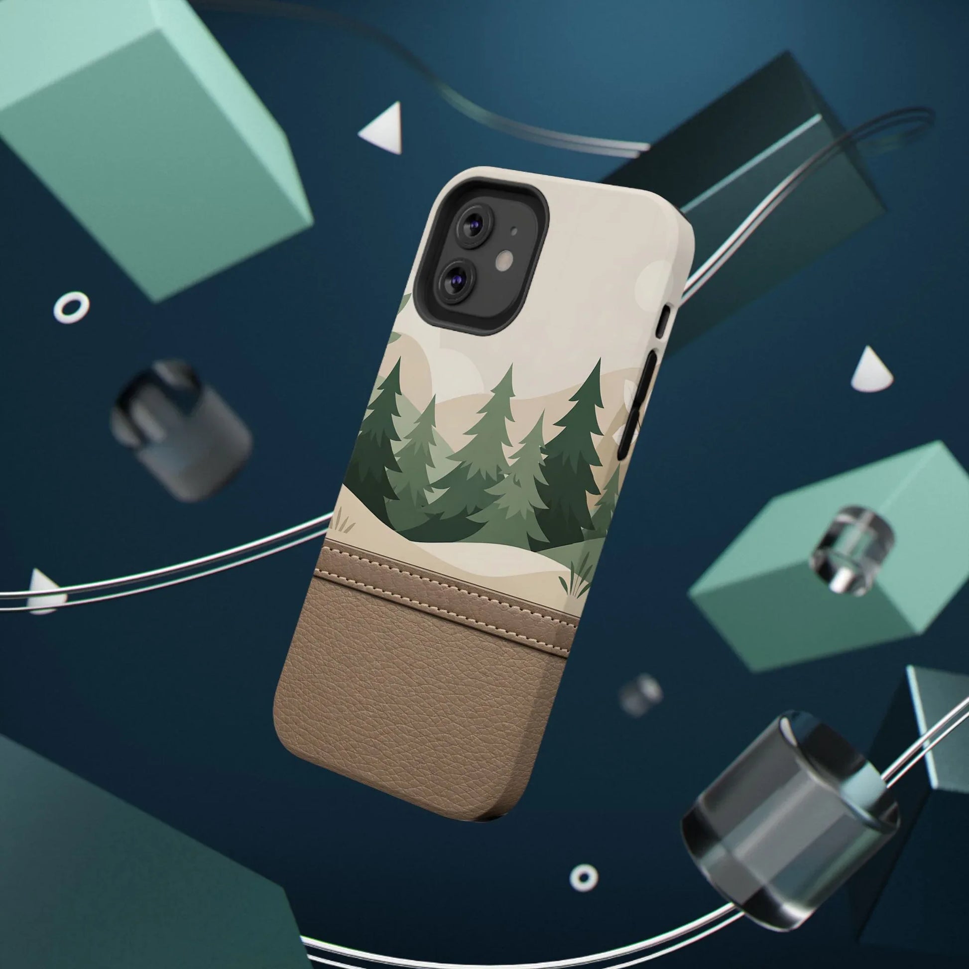 Forest Leather Phone Case for iPhone 11-17 and Galaxy S21-S25 - KARARMDESIGN