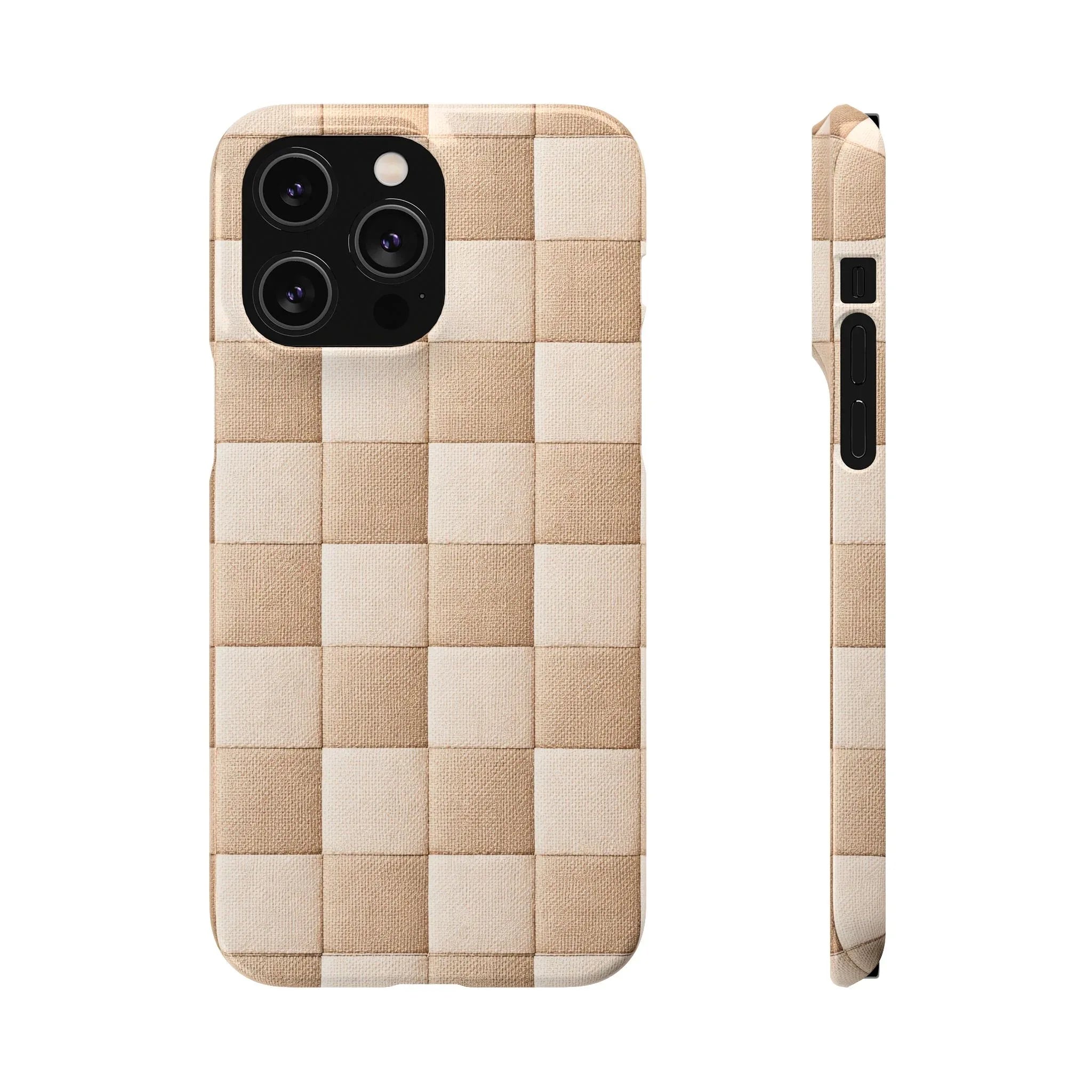 Beige Woven Phone Case for iPhone 11-17 and Galaxy S20-S25 - KARARMDESIGN