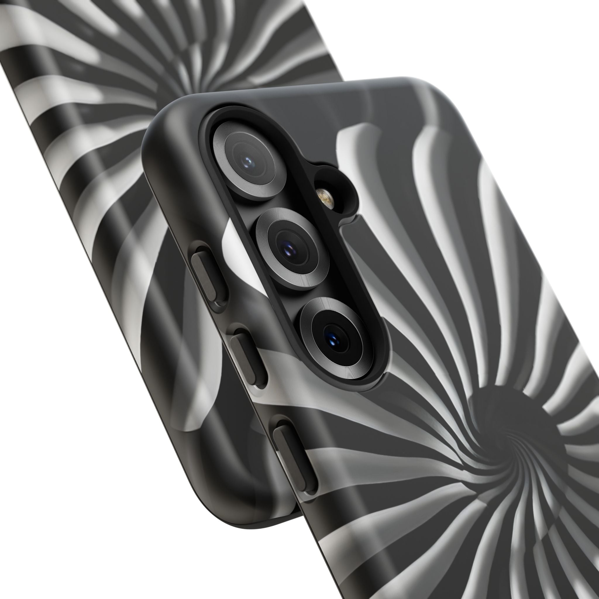 Hypnotic Black and White Spiral Phone Case – Optical Illusion Design for iPhone & Galaxy