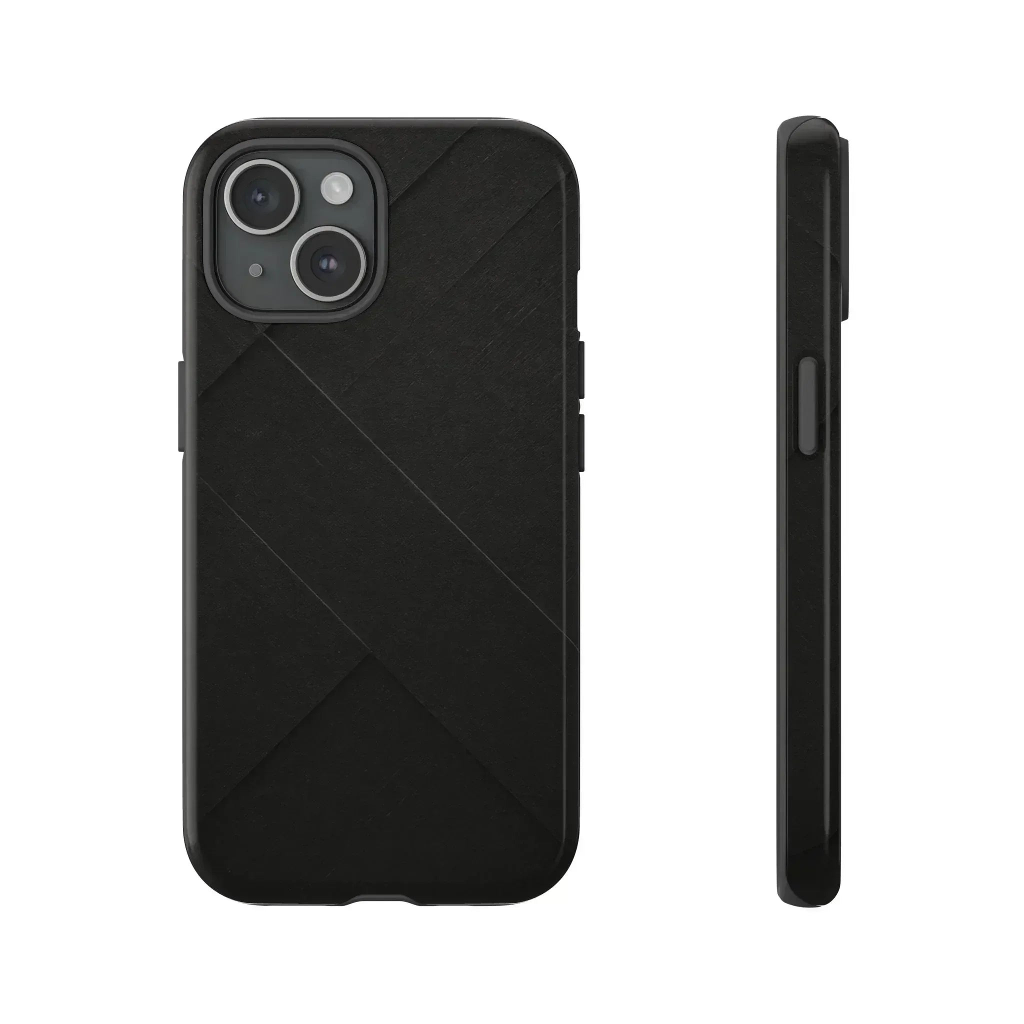 Matte Black Diagonal Line Phone Case for iPhone 8-16 and Galaxy S10-S25 - KARARMDESIGN