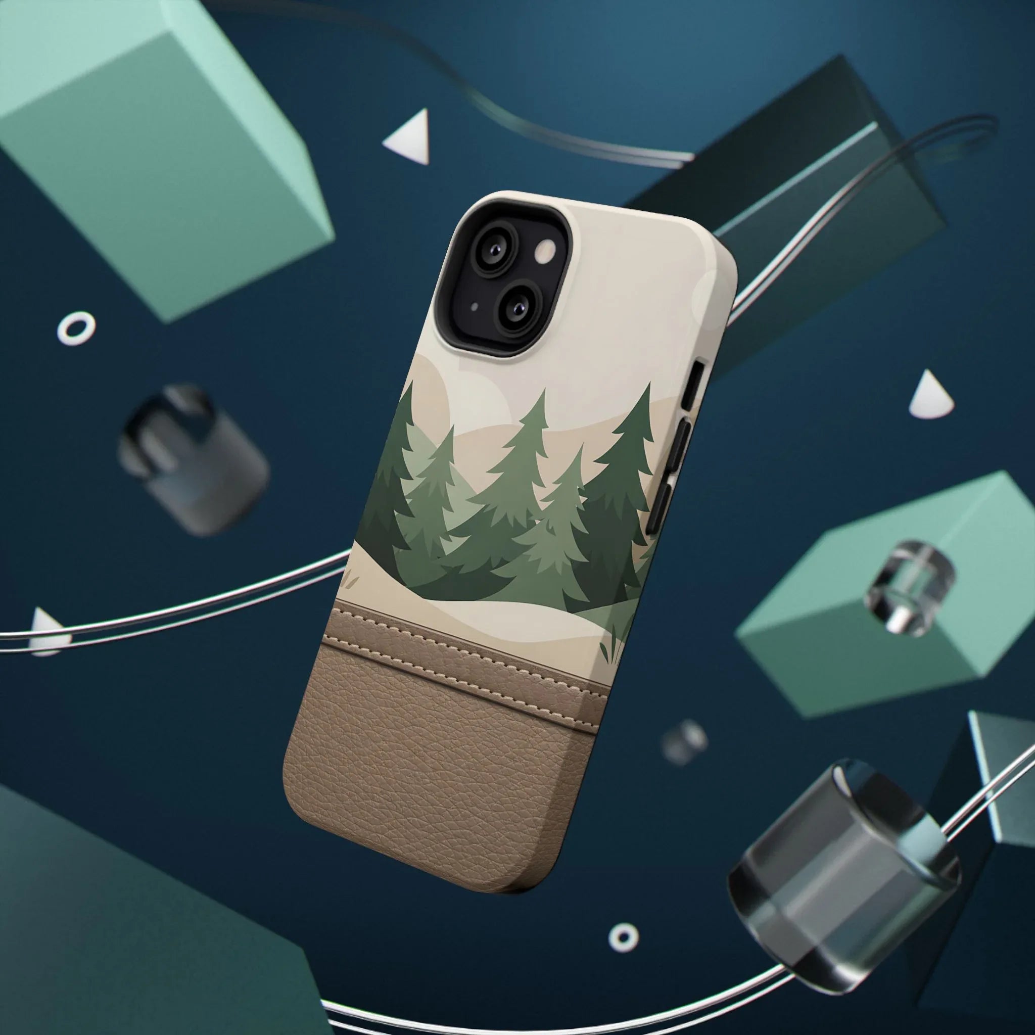 Forest Leather Phone Case for iPhone 11-17 and Galaxy S21-S25 - KARARMDESIGN