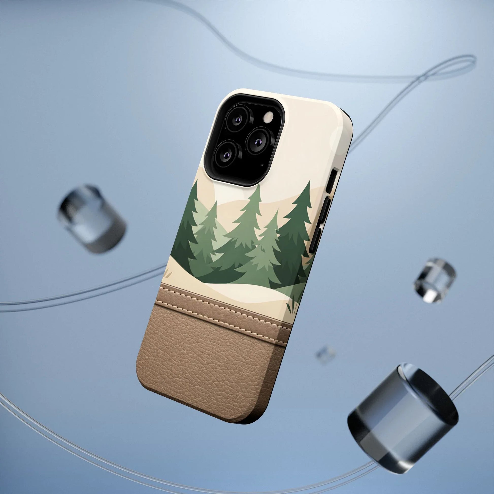 Forest Leather Phone Case for iPhone 11-17 and Galaxy S21-S25 - KARARMDESIGN
